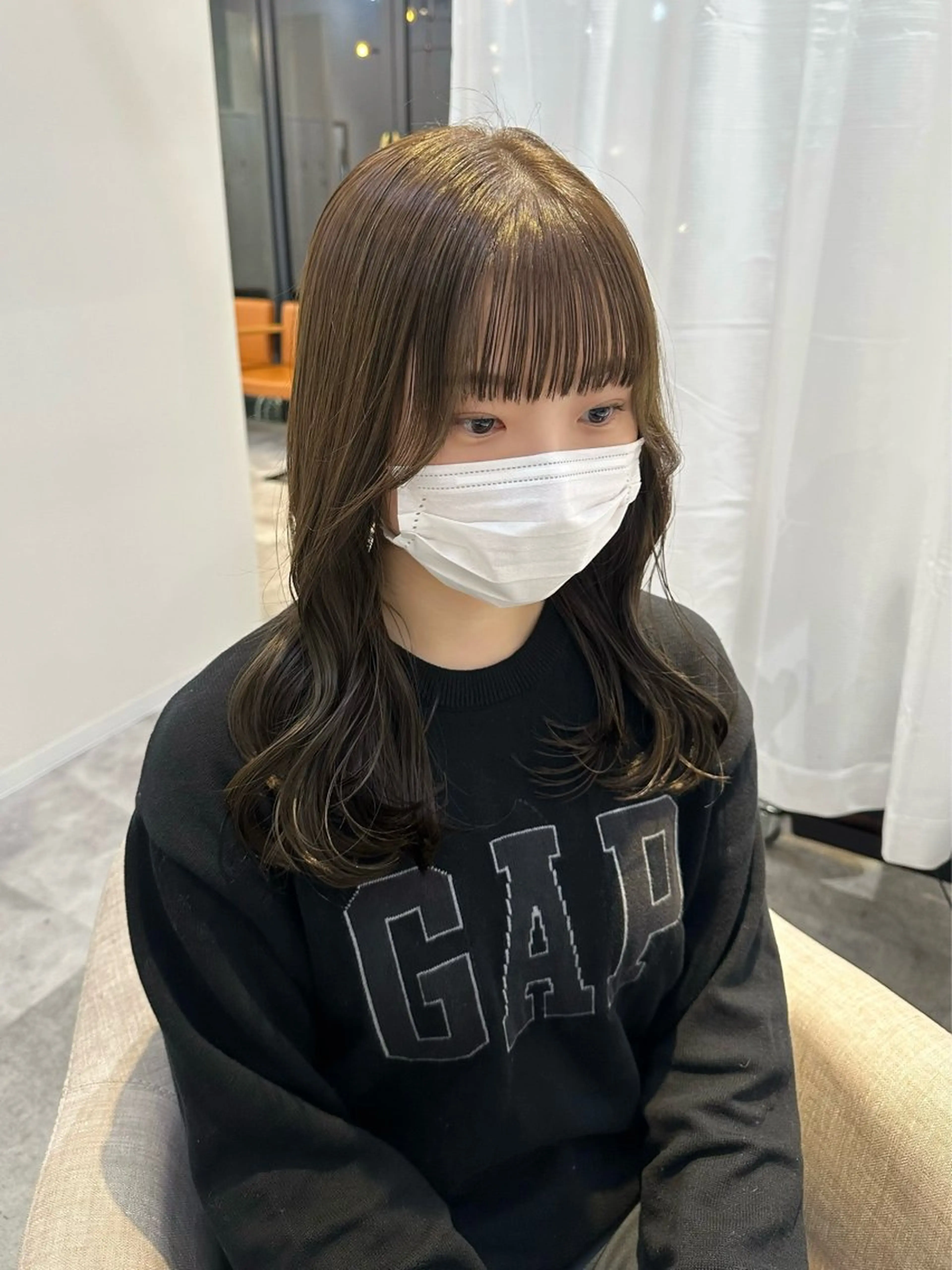 セミロング カラー カット ヘアカラー Rinka/梅田/ 透け感カラー🤎のヘアスタイル