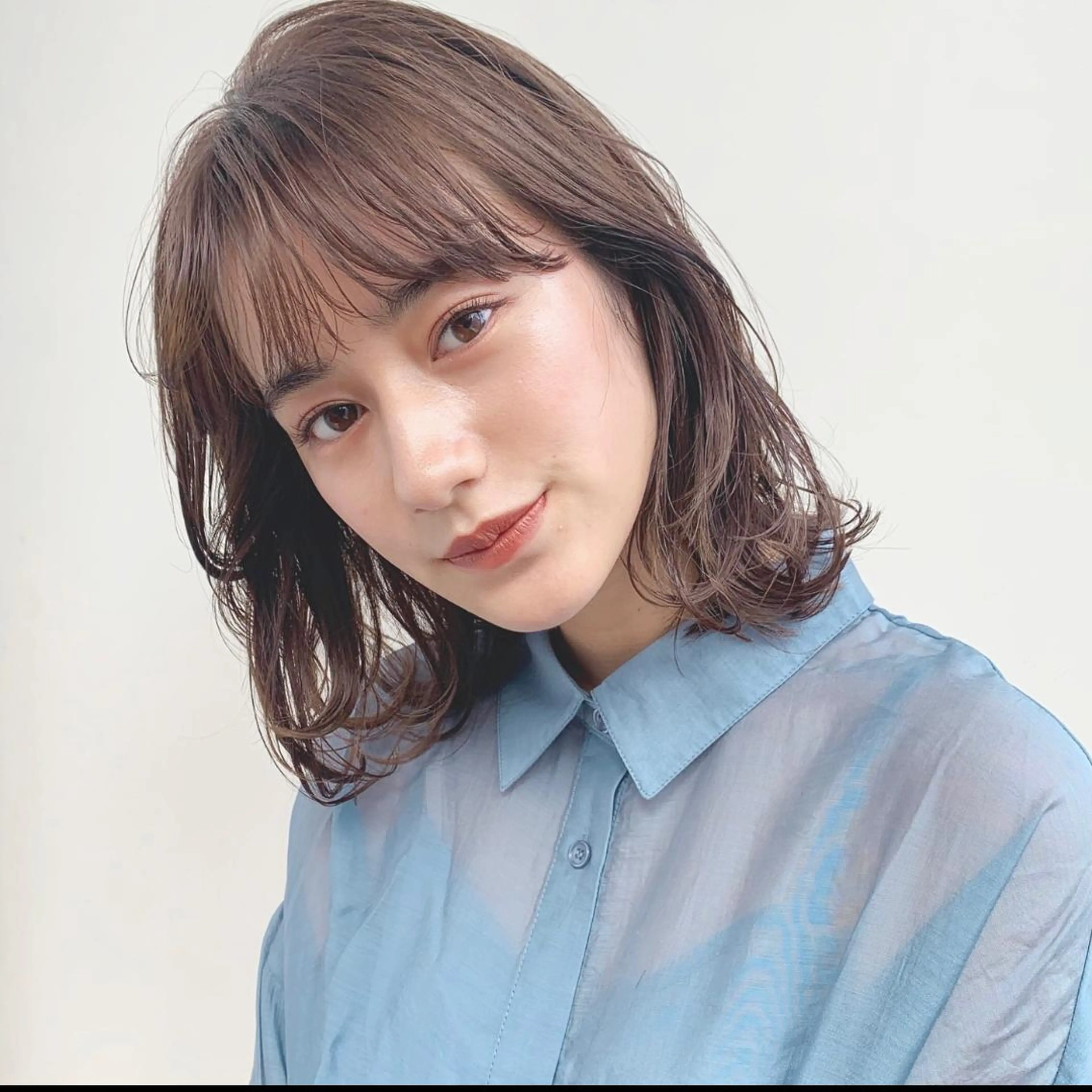 ミディアム カラー 透明感カラー レイヤーカット カット トリートメント 🌱小顔ヘア/ボブ ミディアム/双葉🌱のヘアスタイル