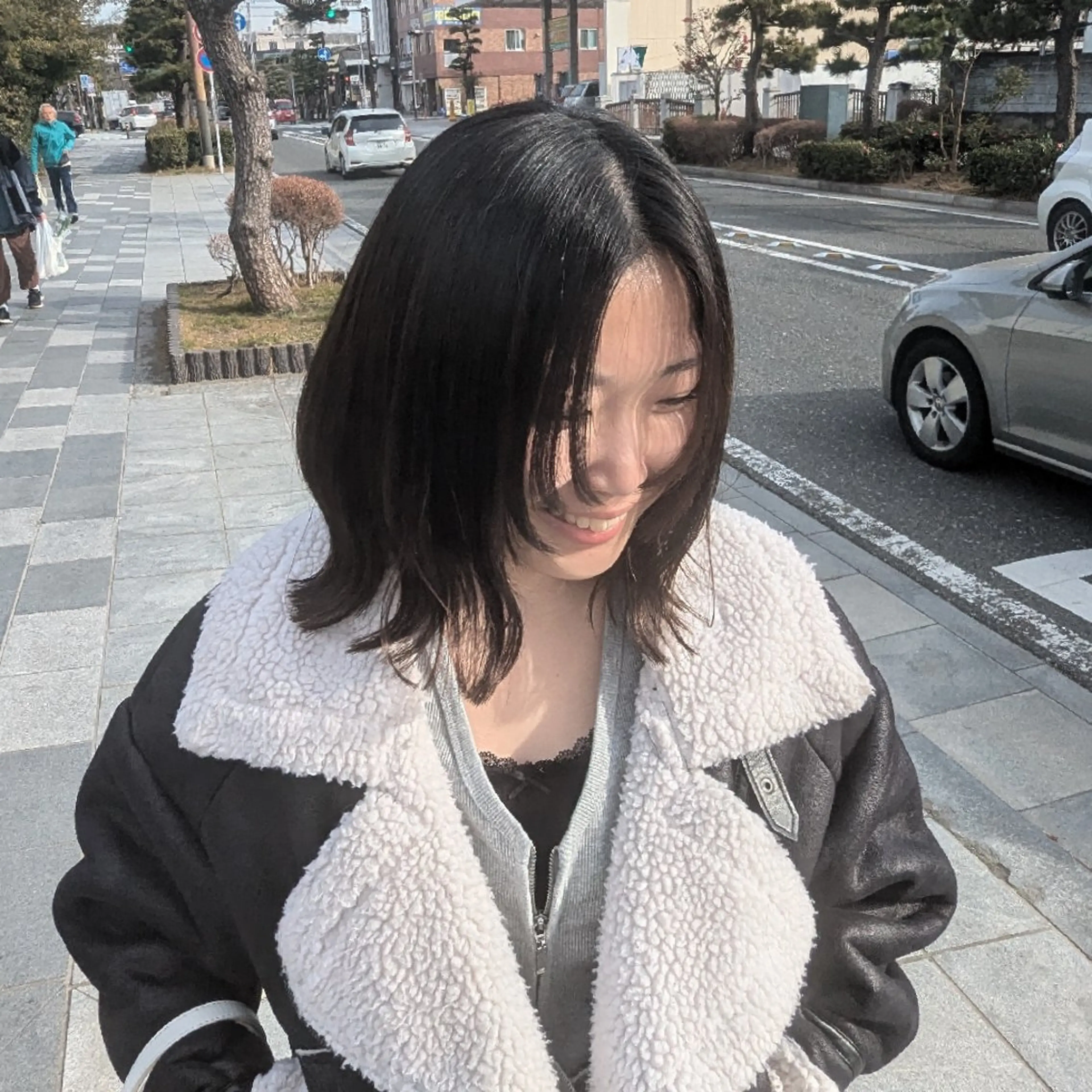 ミディアム 顔周りカット 姫カット 髪質改善/お呼ば れヘア/透明感カラーのヘアスタイル