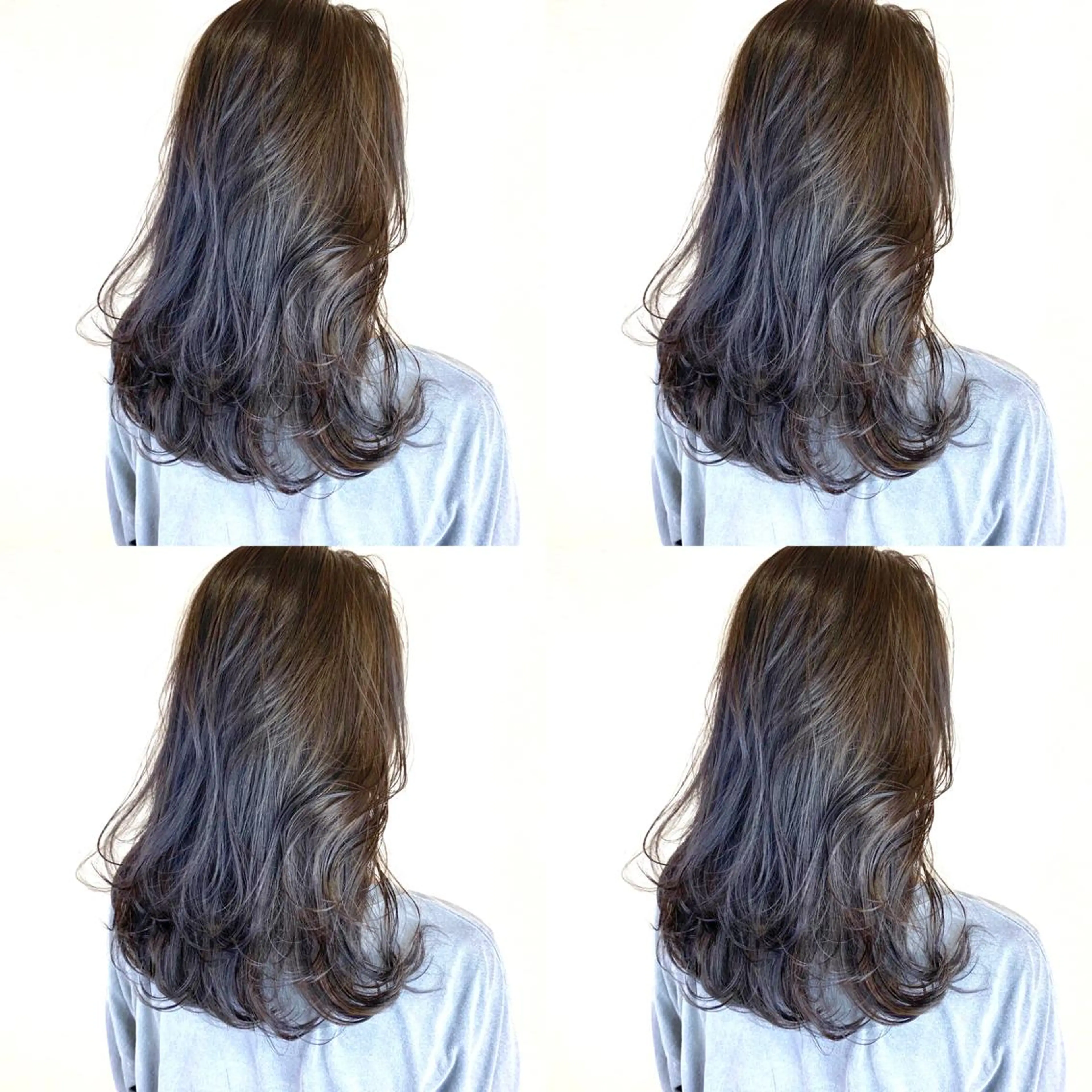 セミロング カラー 韓国レイヤーカット/ ダブルカラーのヘアスタイル