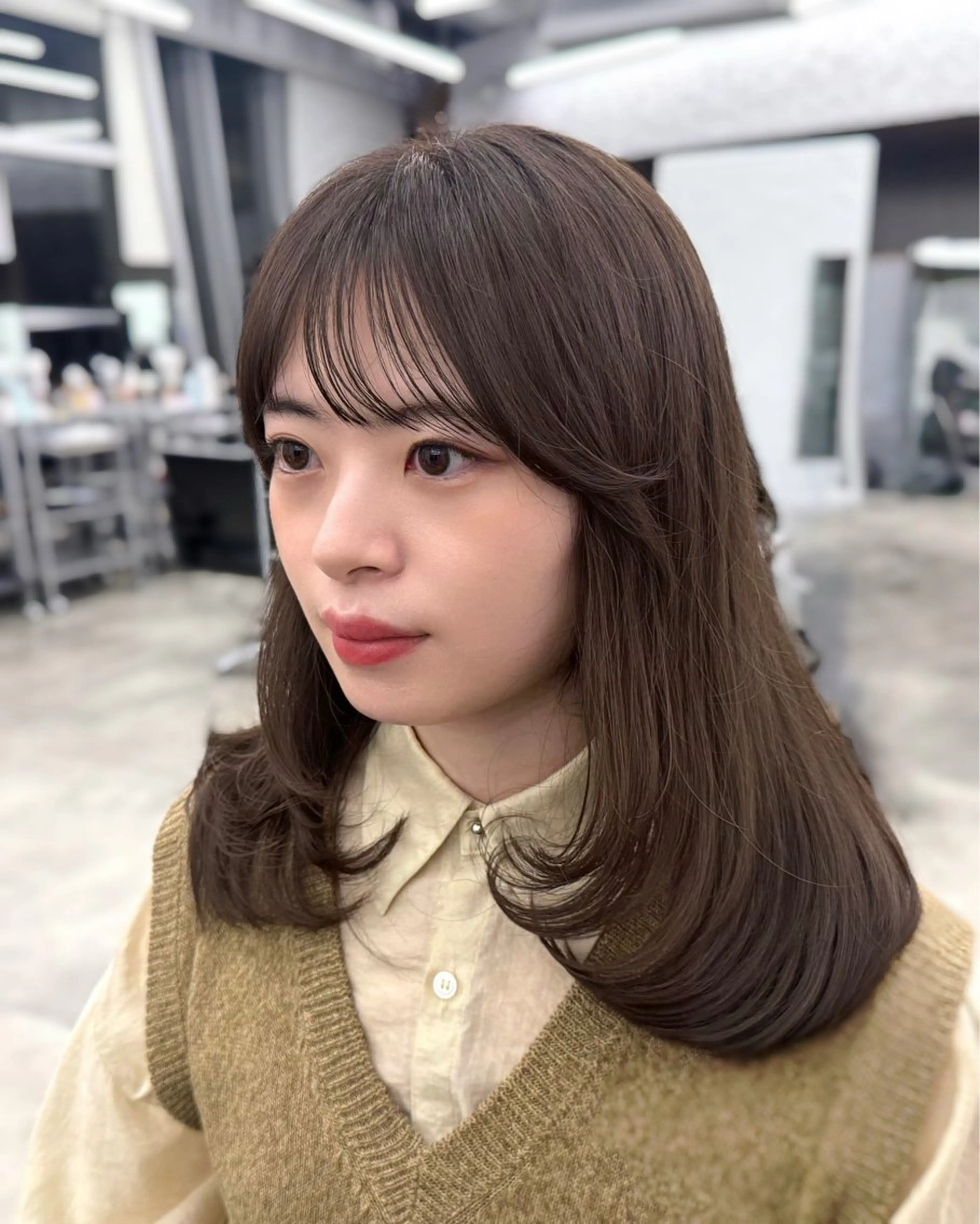 ミディアム カラー ベージュカラー ヘーゼル オレンジ レイヤーカット カット ヘアカラー トリートメント レイヤー/顔まわり/ 透明感/kana🩰のヘアスタイル