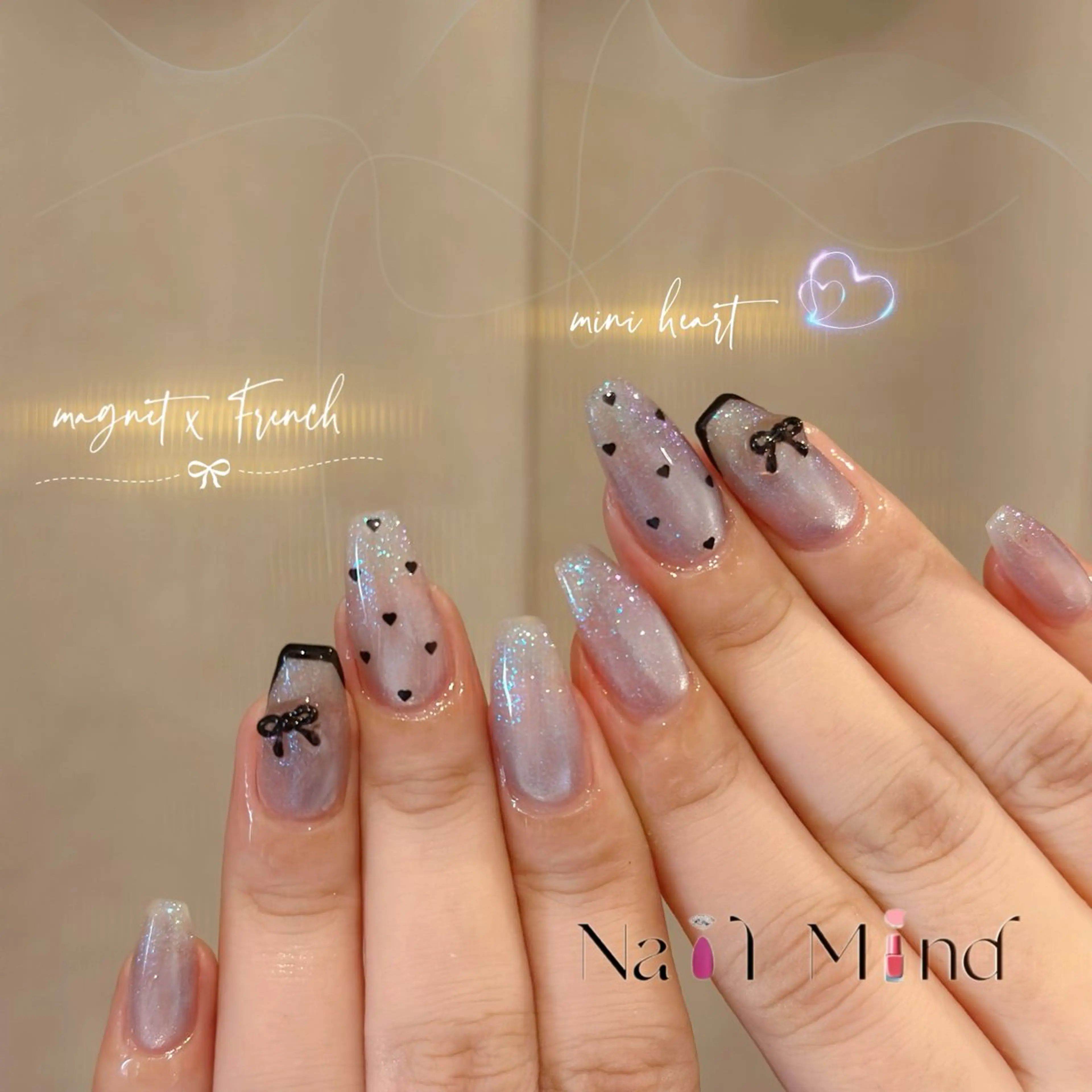 ネイル ガーリー ハート 氷ネイル・うるうるネイル キラキラネイル ラメ(グリッター) ハンドネイル Nail Mind (NaONail）のネイルデザイン