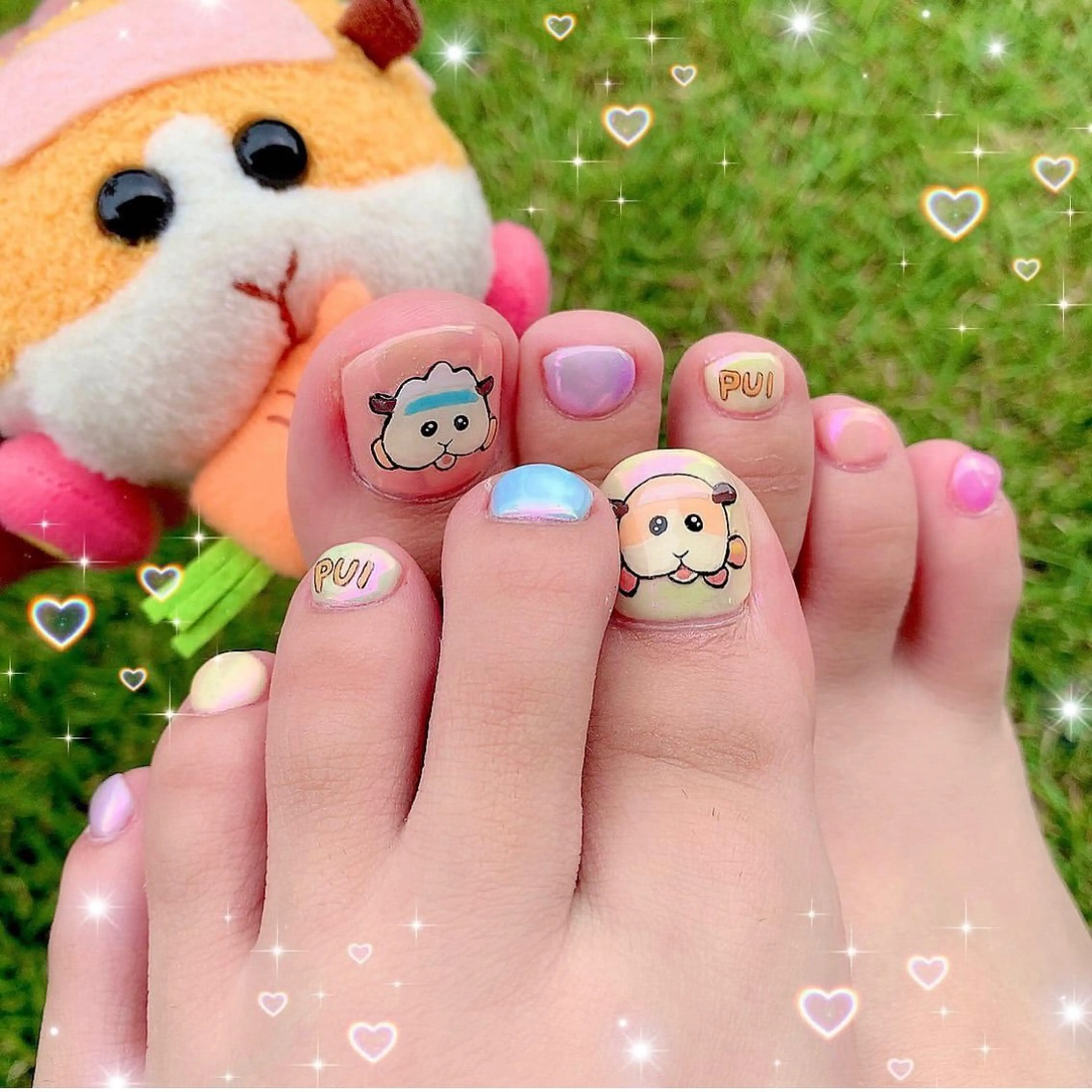 🧸✍️【フット】動物イラストアート2本＋お好きなネイル【⭕️オフ有り】の写真