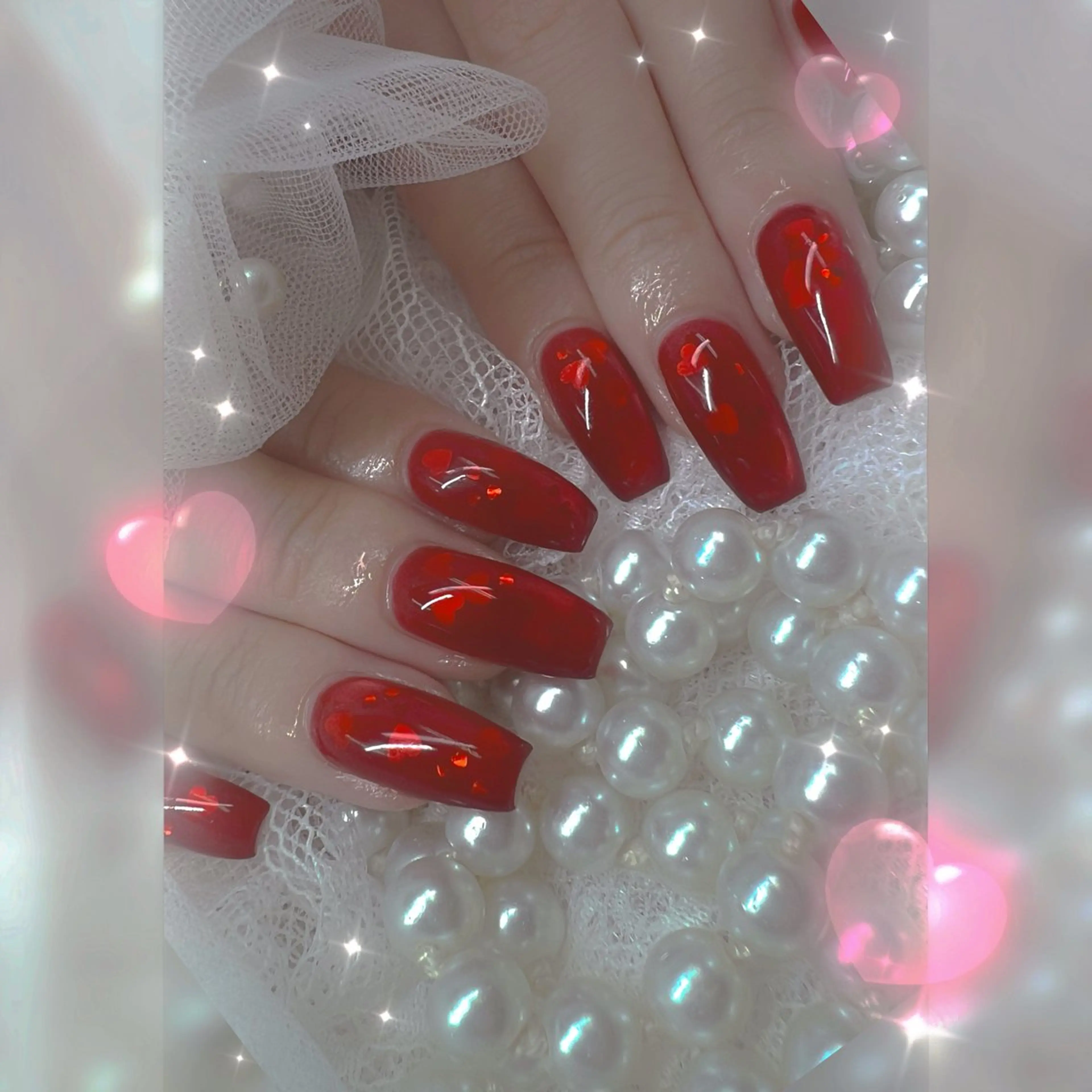 ネイル チークネイル フレンチネイル ガーリー ガラスフレンチ グラデーション ハンドネイル Chill Nailsalonのネイルデザイン