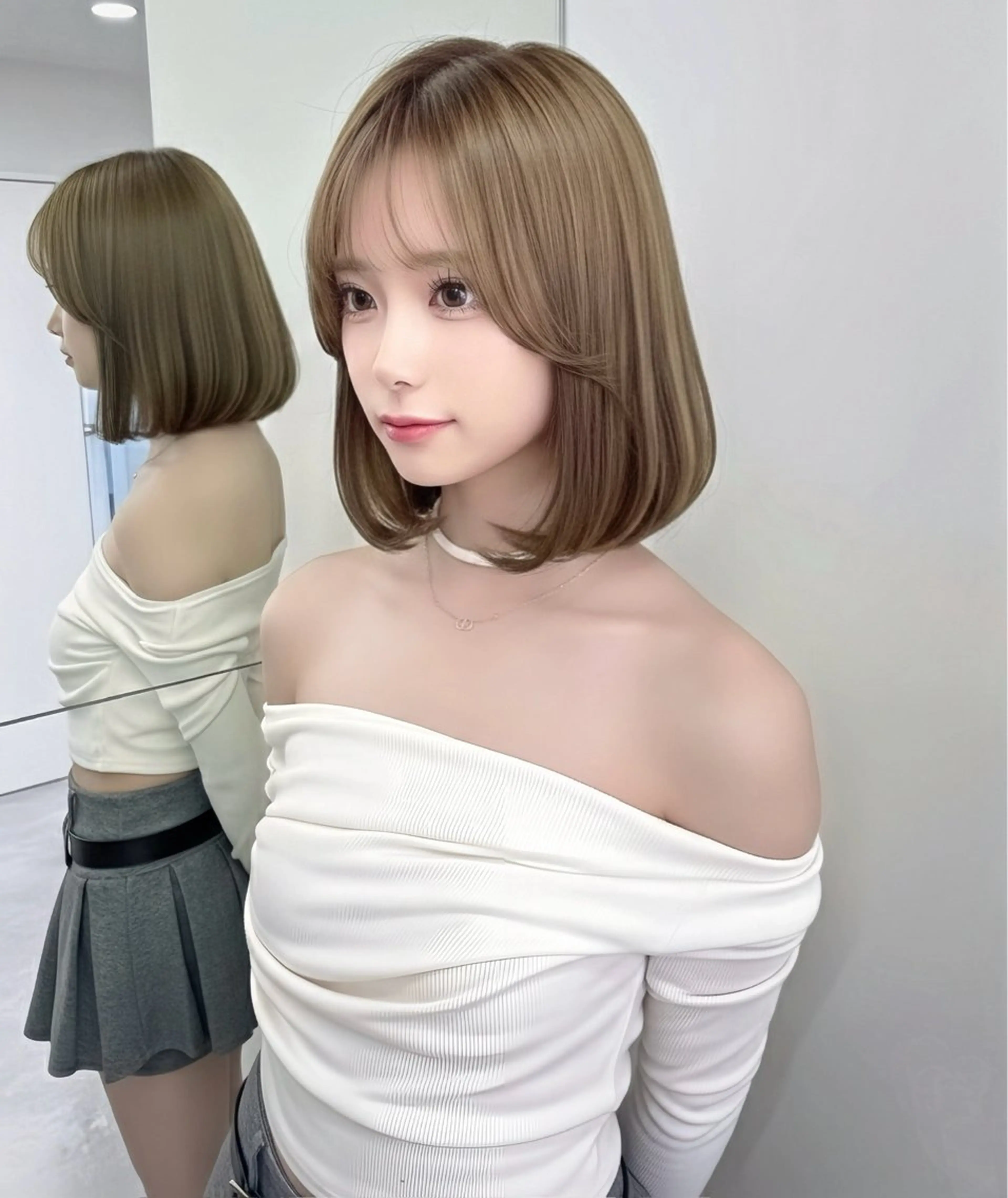 ミディアム カラー カット ヘアカラー トリートメント レイヤー\髪質改善\ ボブ特化\たかひろのヘアスタイル