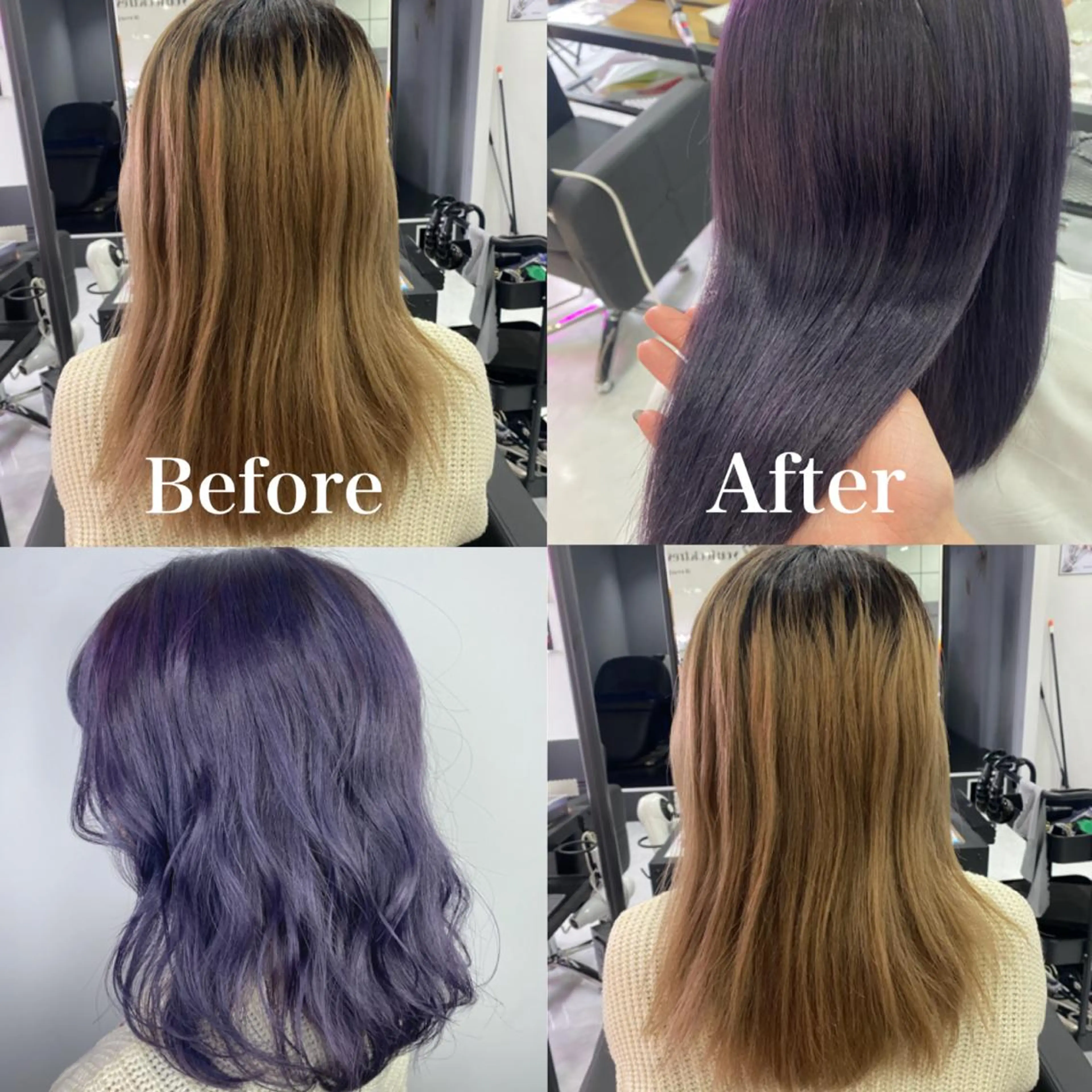 ミディアム カラー シルバー バイオレットカラー カット ヘアカラー 髪質改善×矯正🫧 韓国ヘアasamiのヘアスタイル