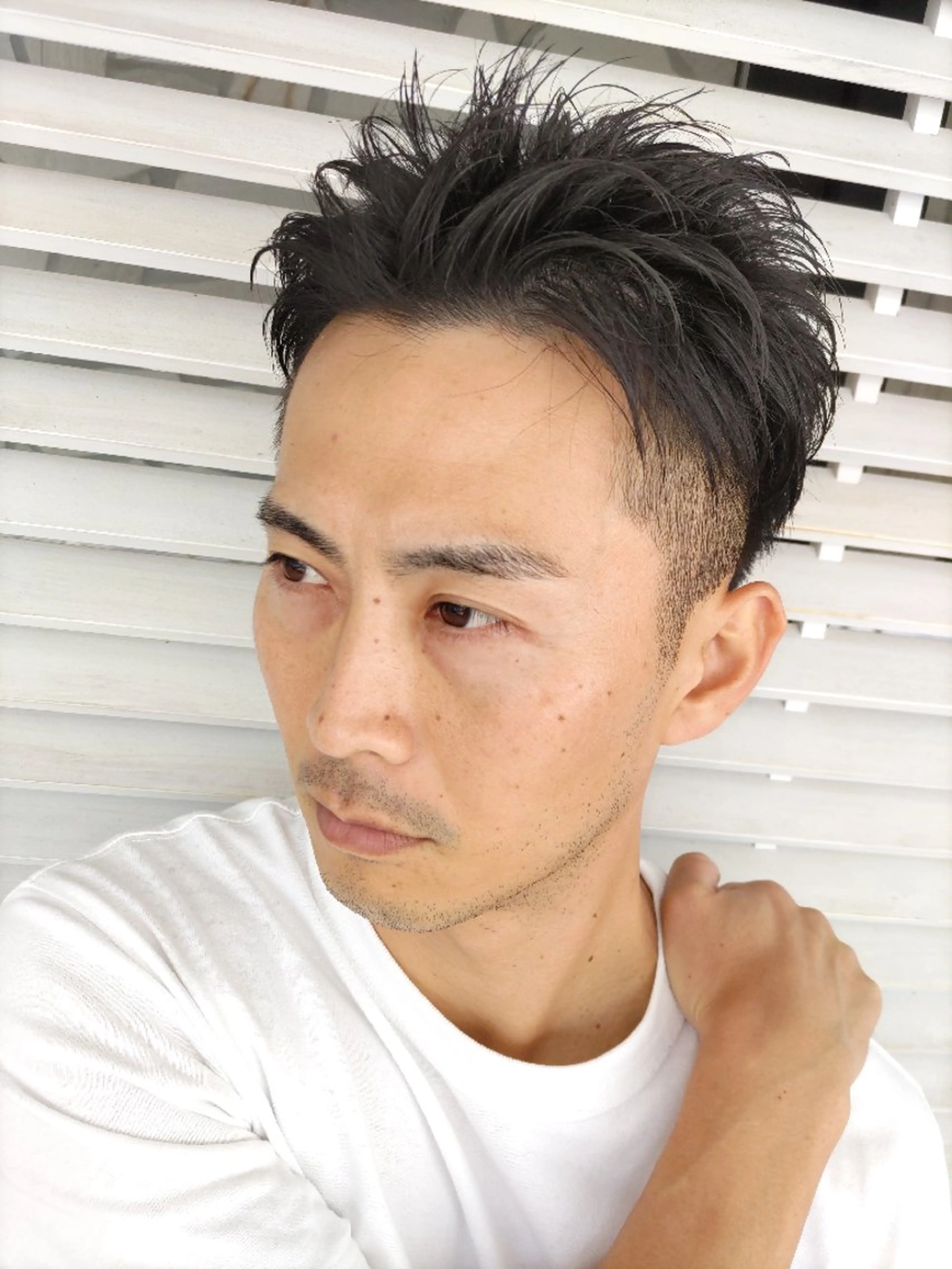 ショート メンズ ビジネス センターパート フェードカット メンズパーマ メンズツイストパーマ HAIR&GROOMING　YOSHIZAWA Inc. BANDAI所属・💈多賀 裕史💈のヘアスタイル