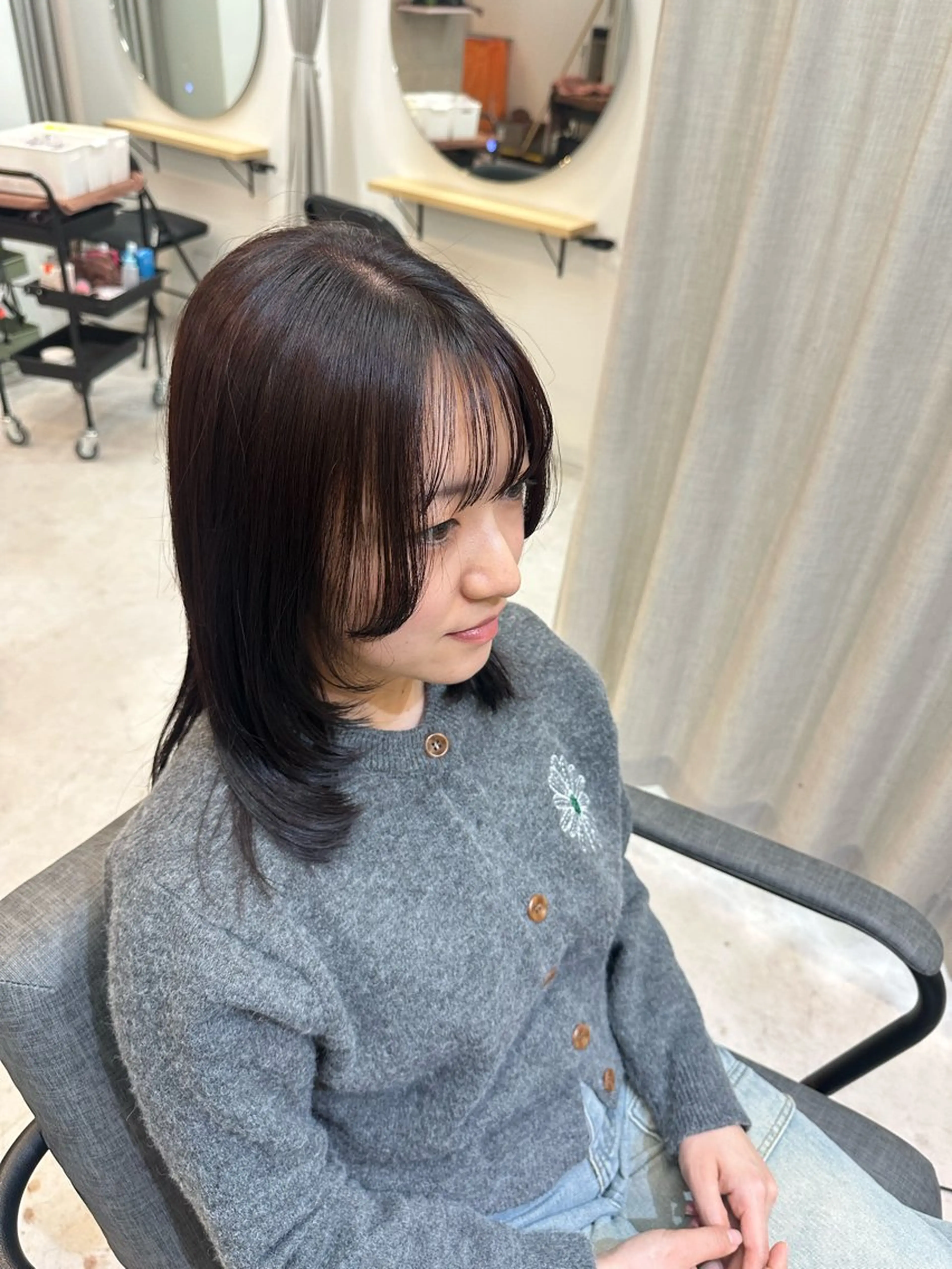 ミディアム ミディアムレイヤー レイヤーカット カット ヘアカラー TELA HAIR 草加　　江口のヘアスタイル