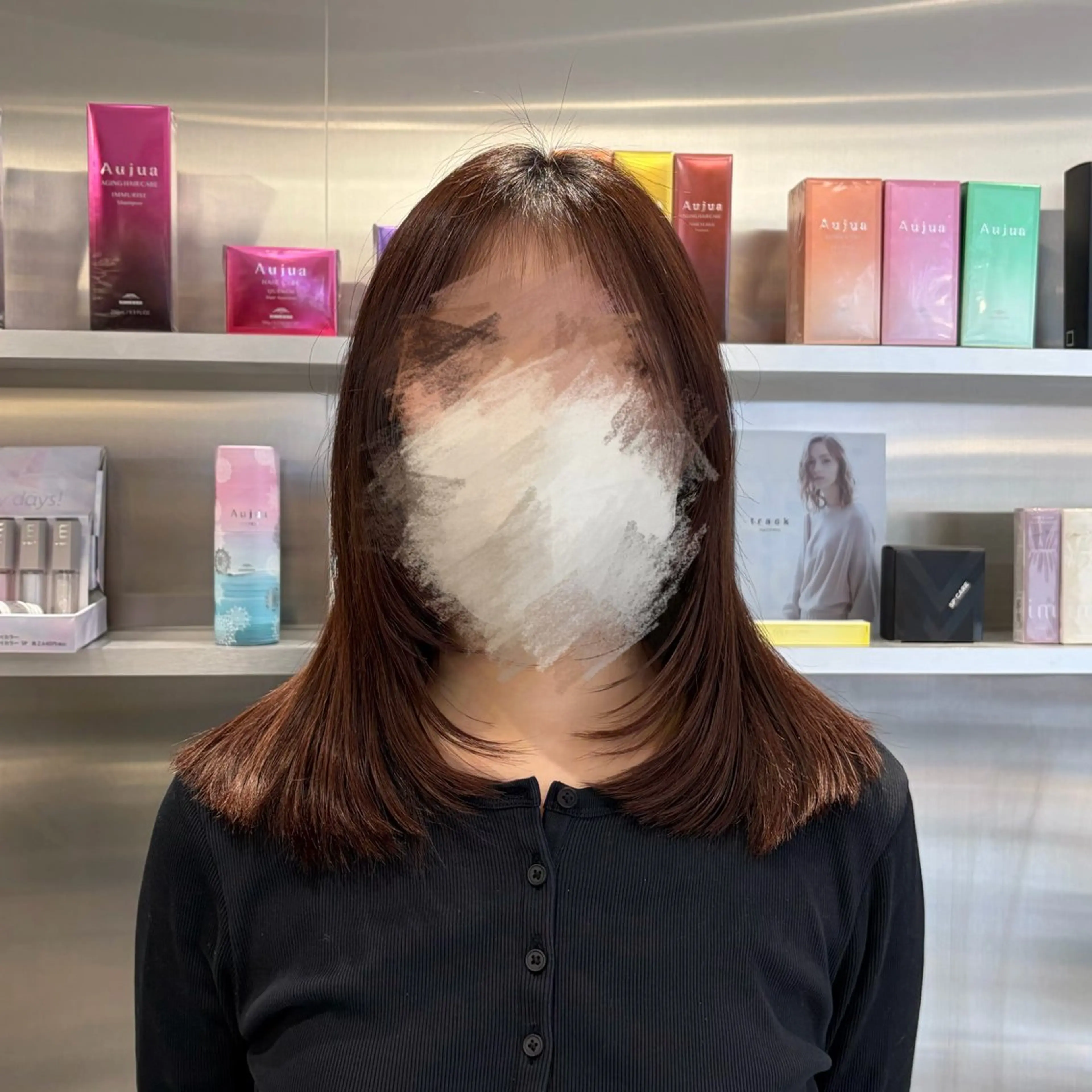 セミロング カラー ヘアカラー ななみ.⋆𝜗𝜚 暖色艶カラー/まつパのヘアスタイル