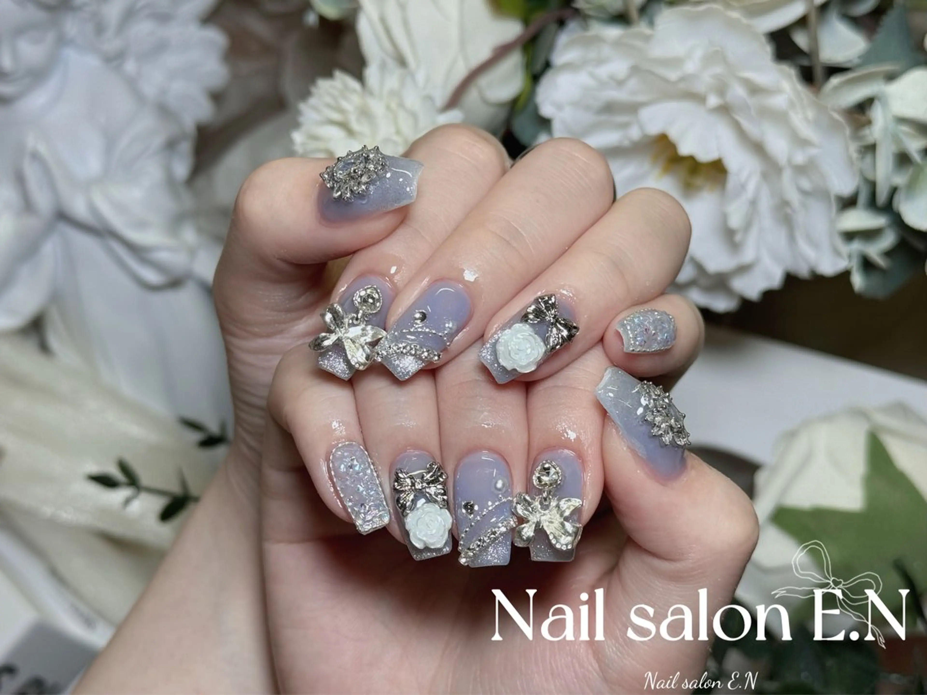 ネイル アートネイル オーロラネイル ブラウン クリアネイル フレンチネイル ハンドネイル E.N🦋 長さ出し/持ち込みのネイルデザイン