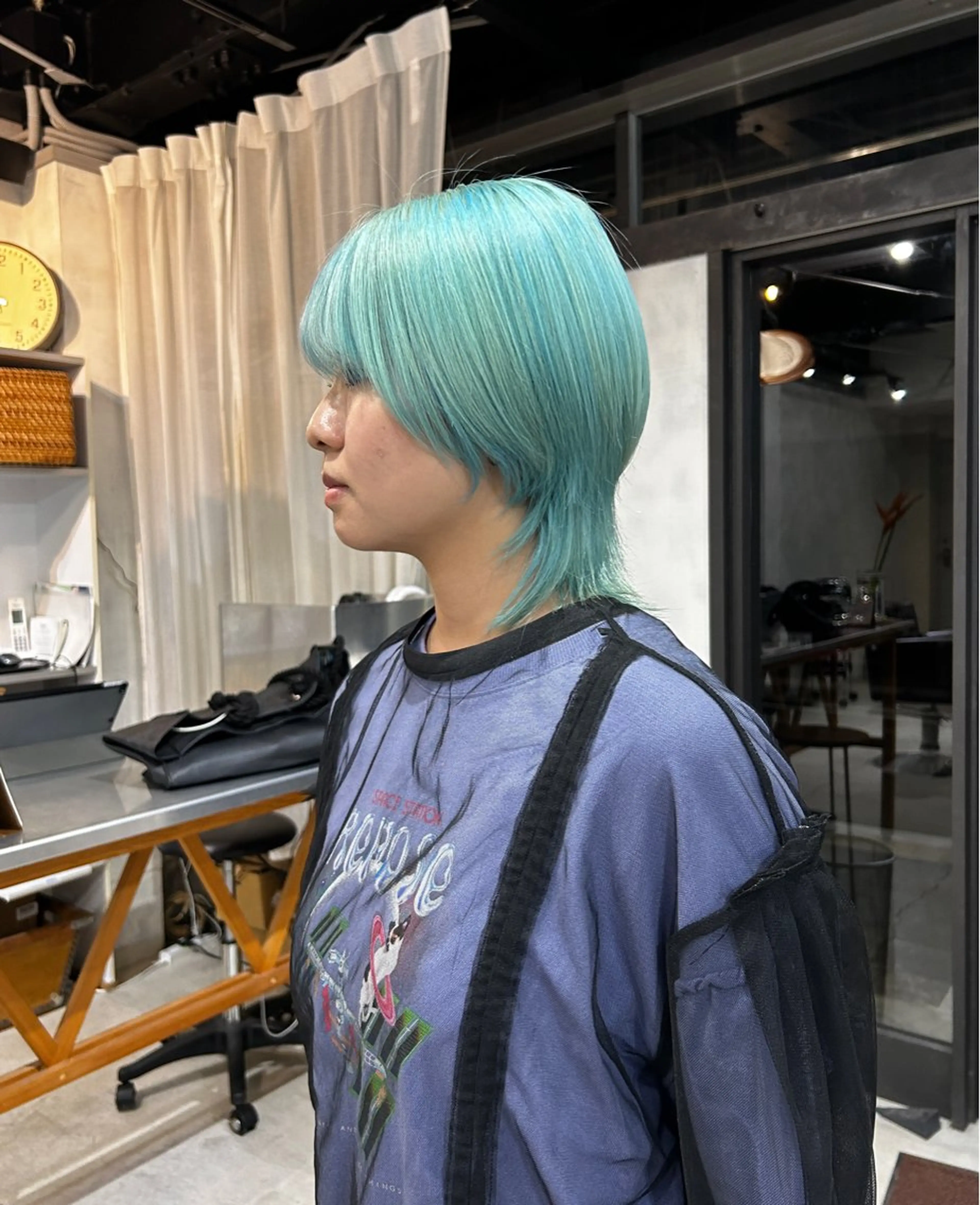 ミディアム カラー ミント ヘアカラー トリートメント 京都/カラー/松野 翔のヘアスタイル