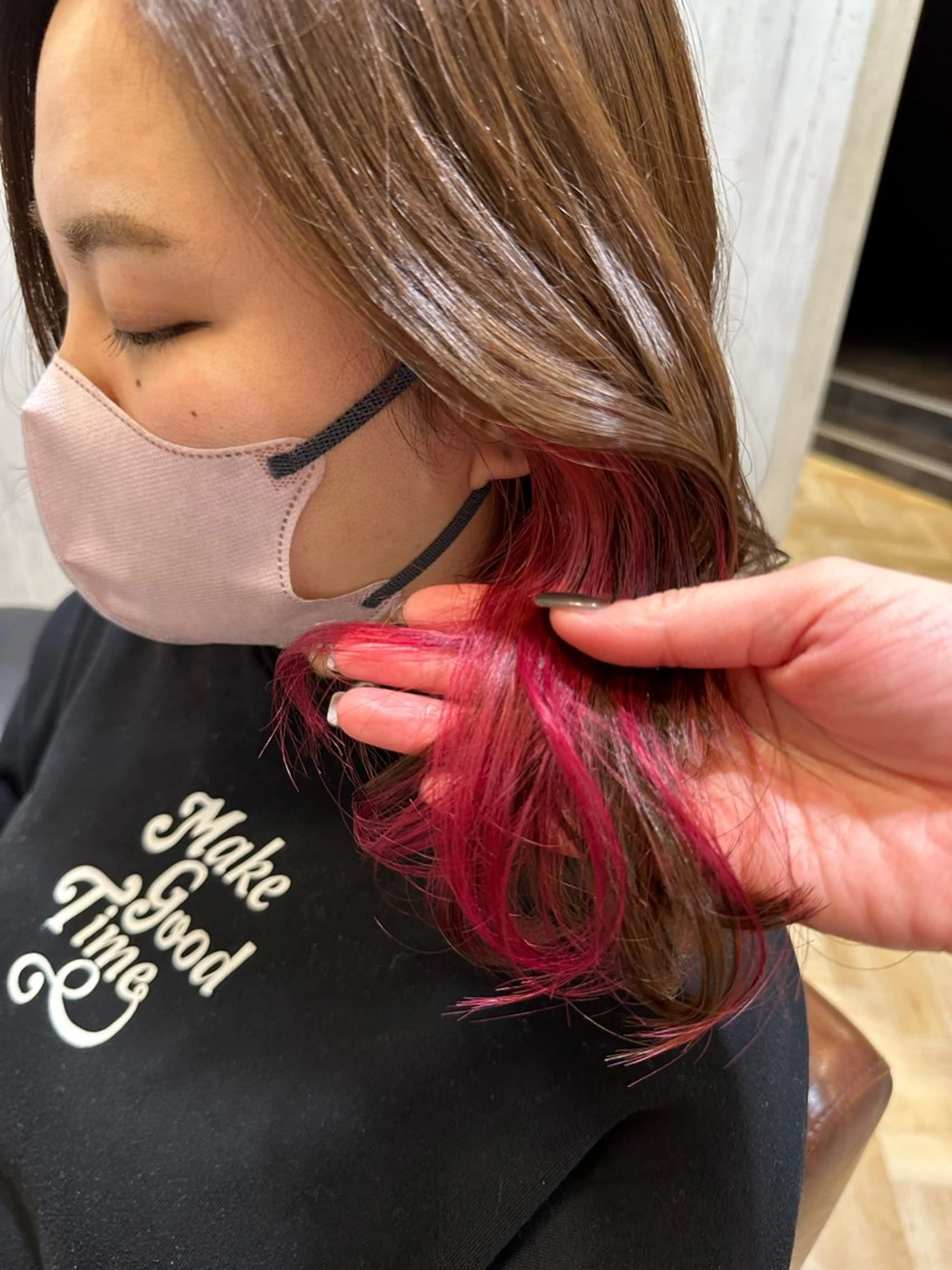 ミディアム カラー グレージュ ピンクカラー hair salon  CAMON.所属・仙台/camon/ airiのヘアスタイル