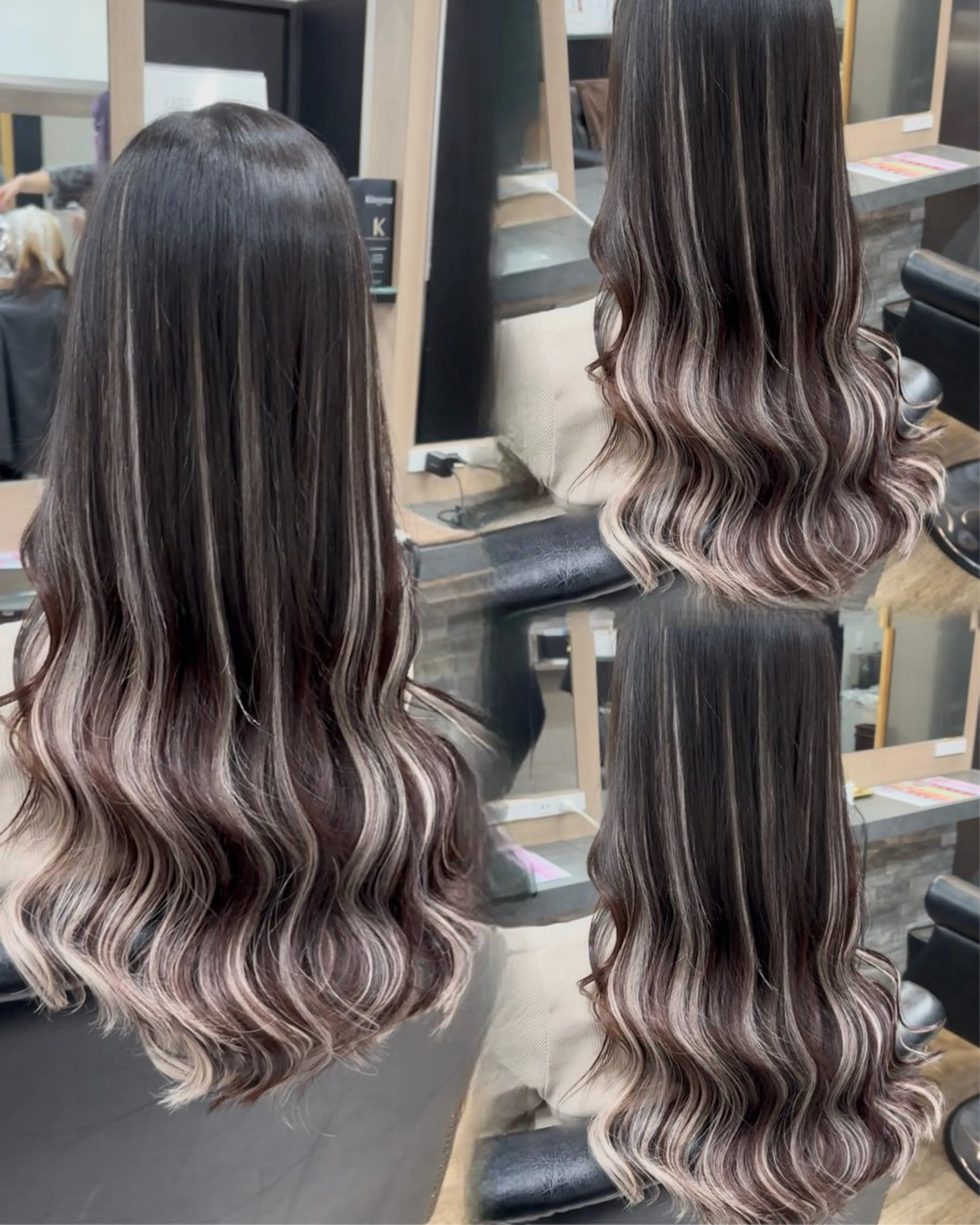 ロング カラー バレイヤージュ ブリーチ デザインカラー ハイライトカラー エクステ エクステ 横浜/エクステ特化× 艶カラー/あいかのヘアスタイル