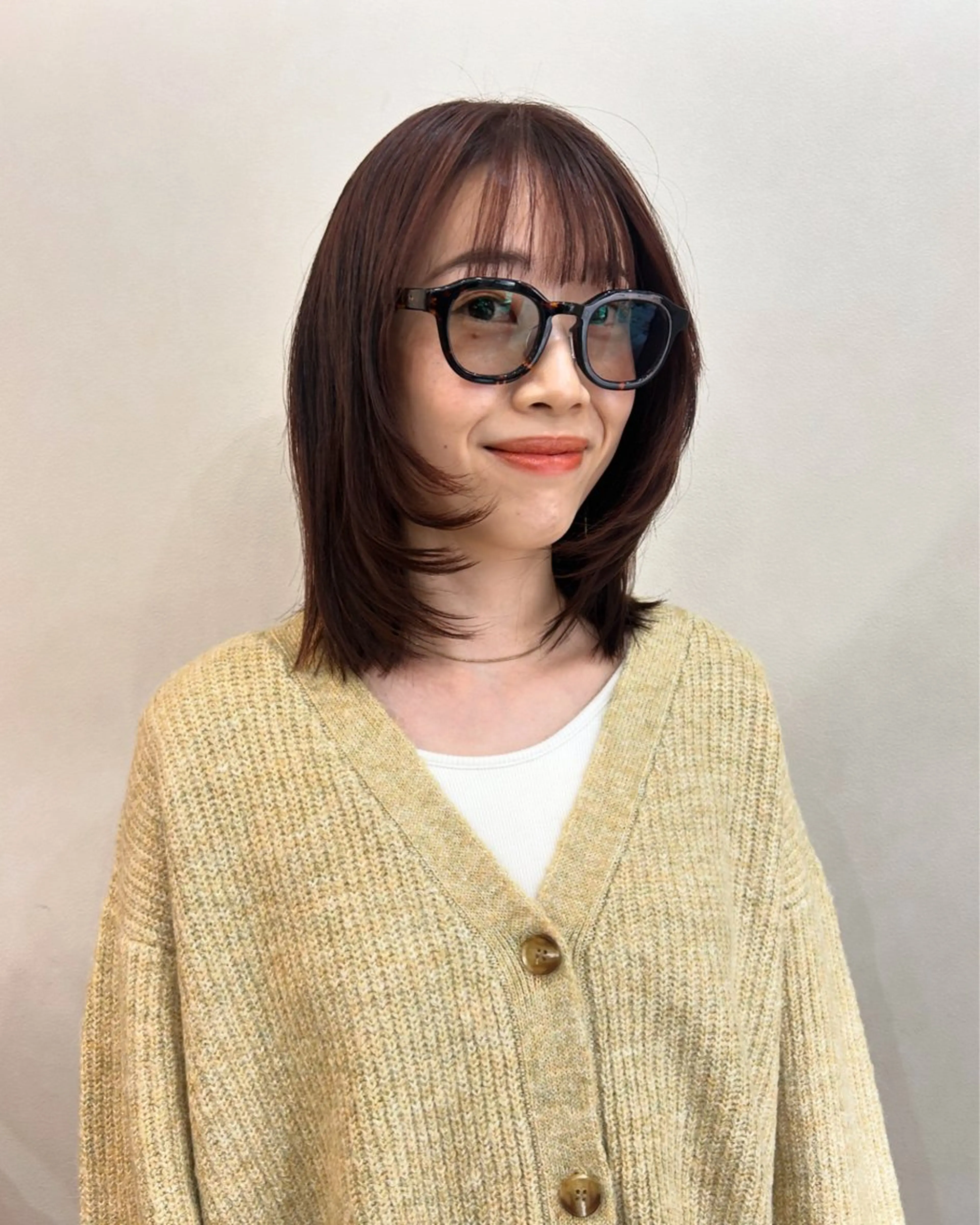 ミディアム カラー パーマ ミディアムパーマ 髪質改善 ストレートパーマ カット 縮毛矯正 トリートメント ボブ/透明感カラー 🧸YUI❤️のヘアスタイル