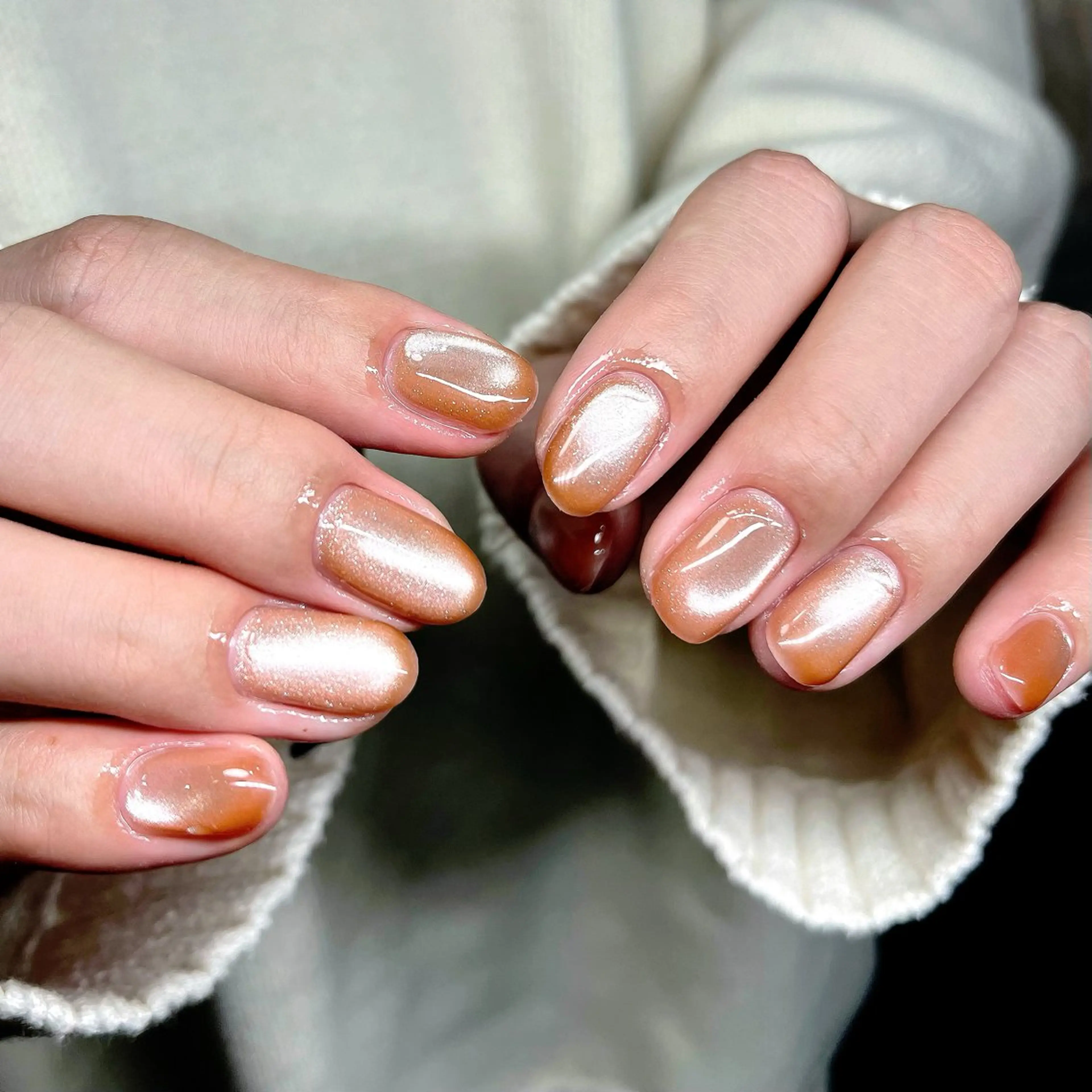 ネイル チークネイル 長さ出し ハート 水色 マグネットネイル ハンドネイル ハンドケア 🫧OPELIA NAIL渋谷🫧のネイルデザイン