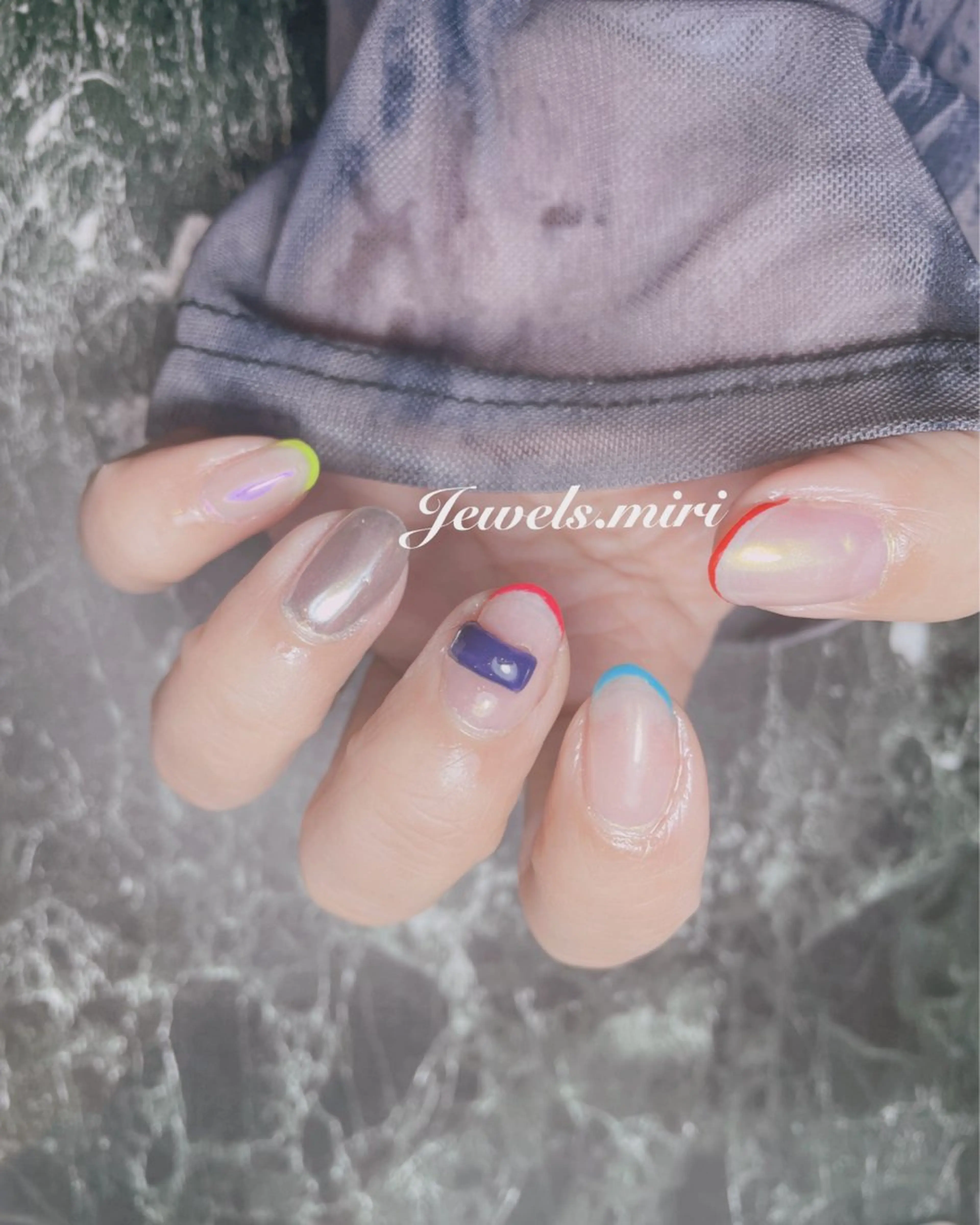 ネイル アートネイル オーロラネイル フレンチネイル キラキラネイル ミラーネイル Jewels nail lily 白楽所属・ネイルサロン Jewels Mのネイルデザイン