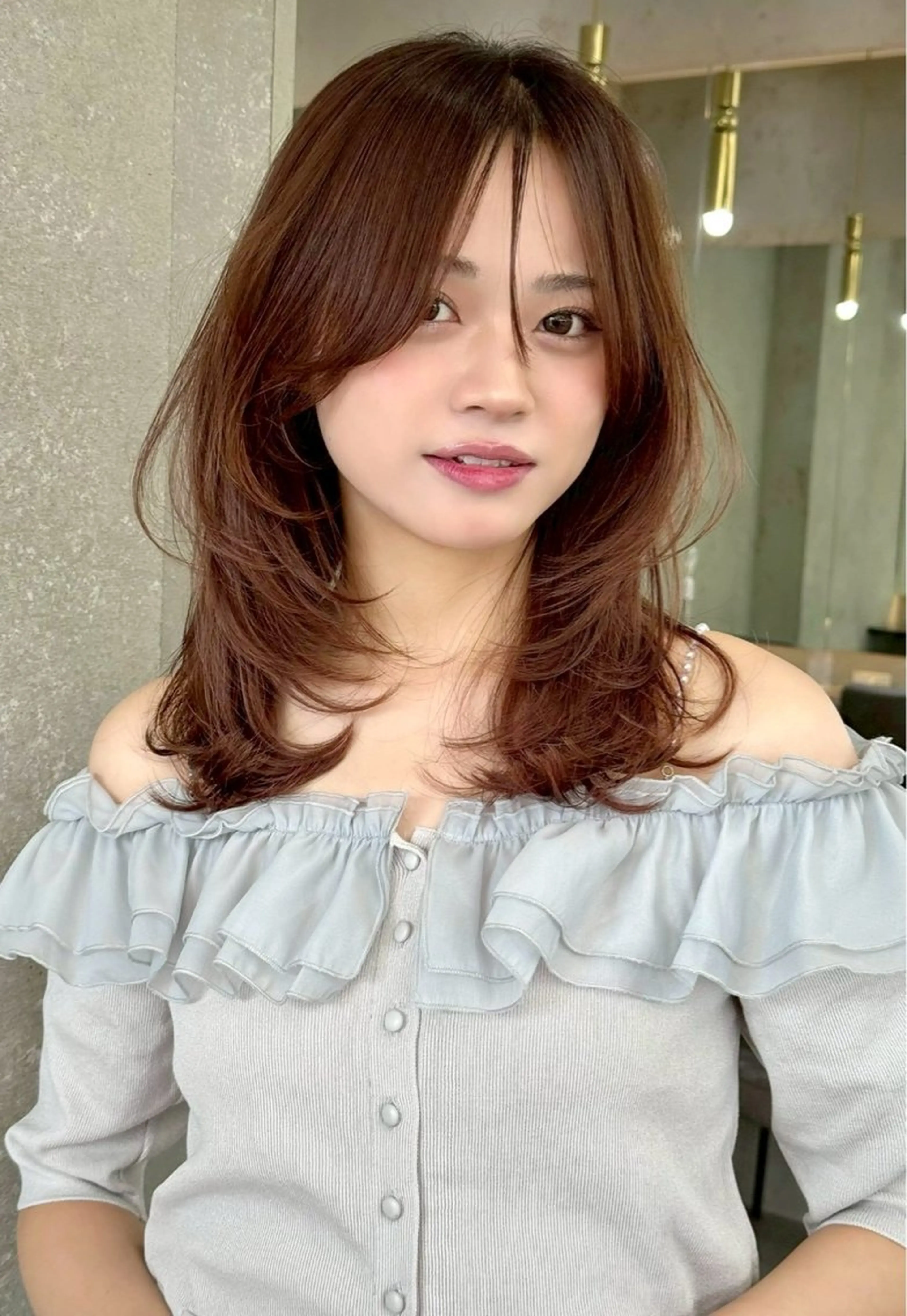 ミディアム カット ヘアカラー トリートメント ヘアセット 髪質改善レイヤー/ ボブたんの翔太のヘアスタイル