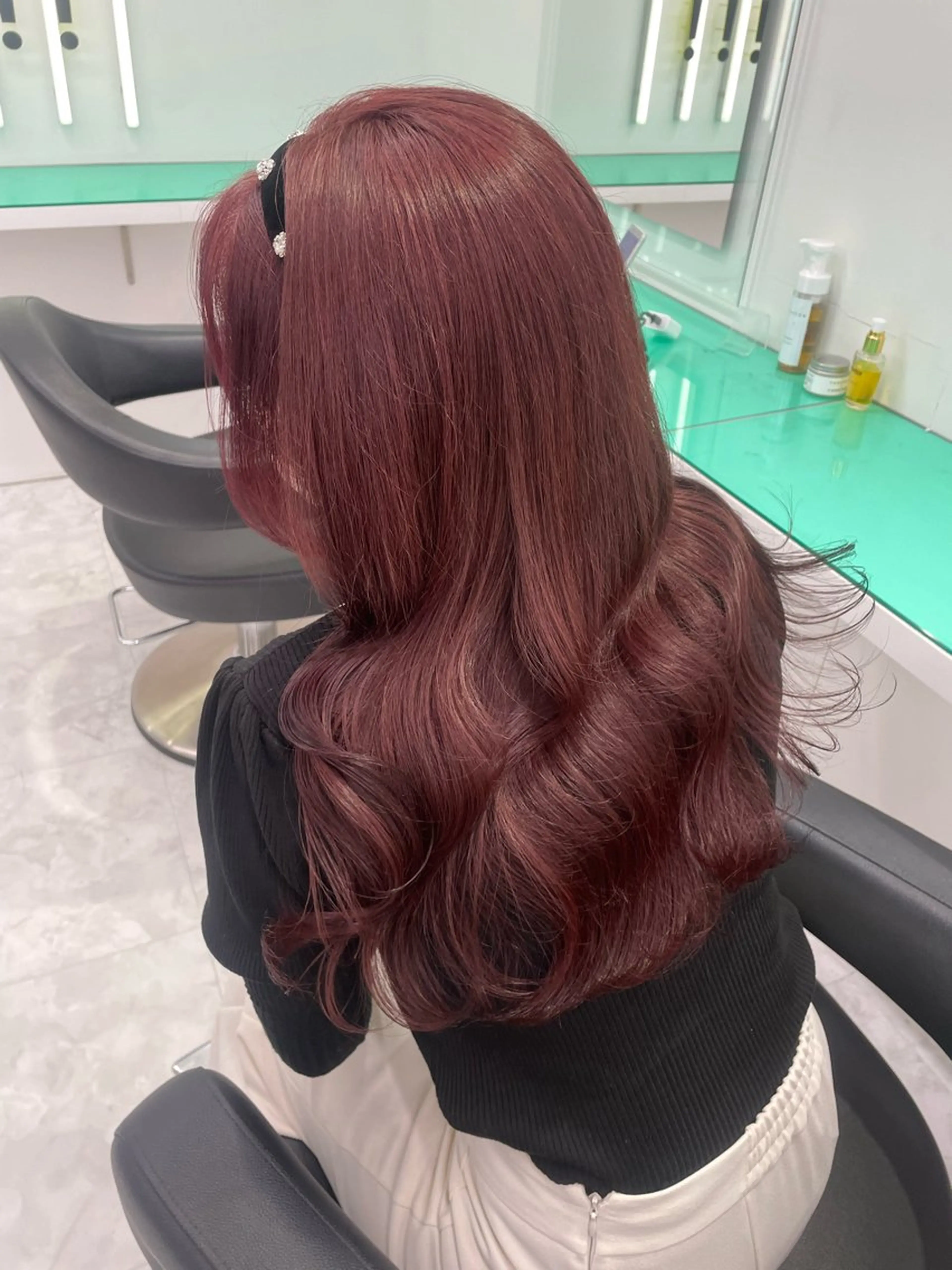 ロング カラー ヘアアレンジ ケアカラー ロング ヘアカラー ヘッドスパ ヘアセット 中韓🇰🇷暖色/ ワインレッド/らいるのヘアスタイル