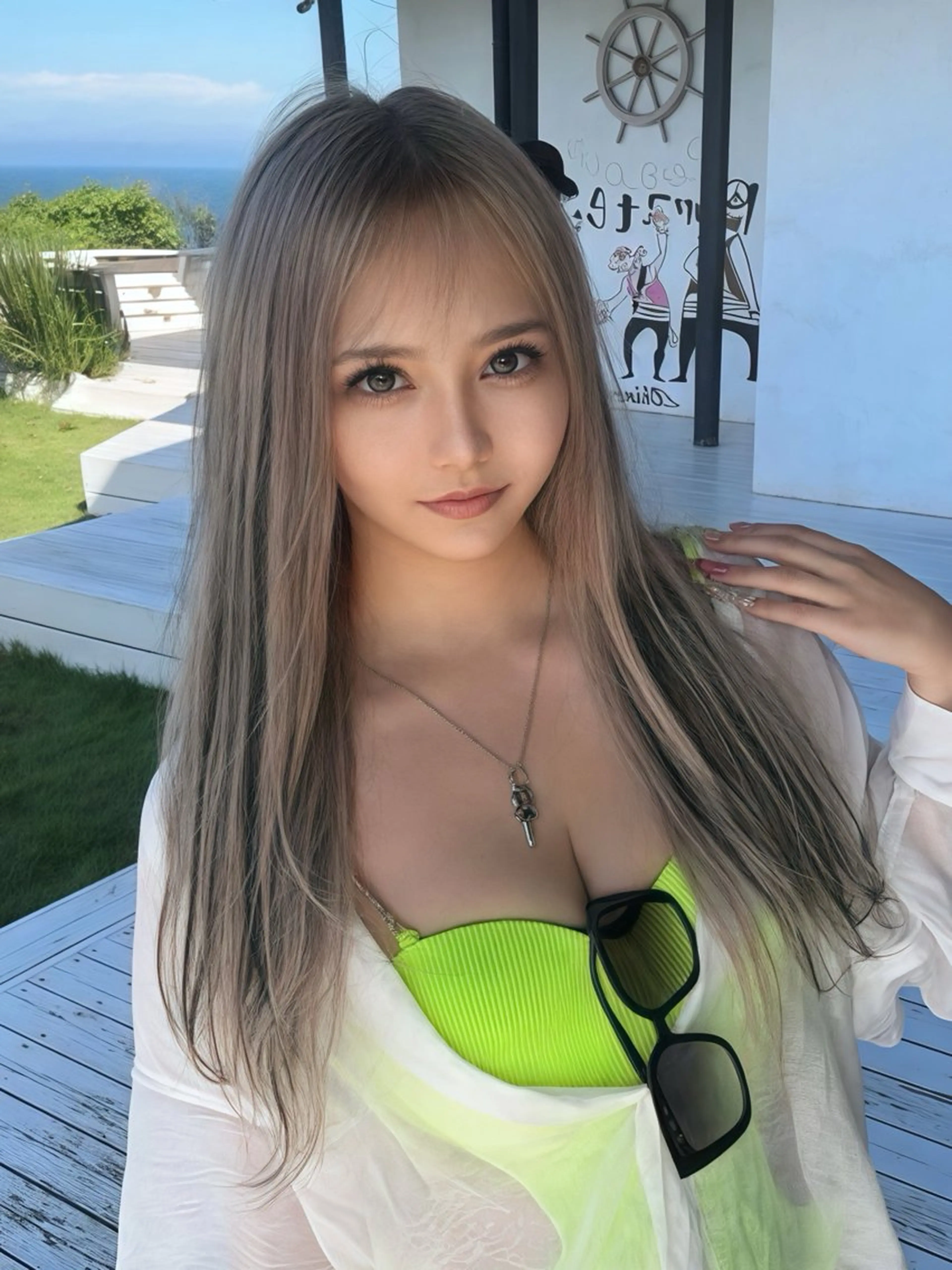 ロング 切りっぱなしボブ ショートボブ ボブ ハイライト 髪質改善 ヘアカラー エクステ 店長山田 やまでぃーのヘアスタイル