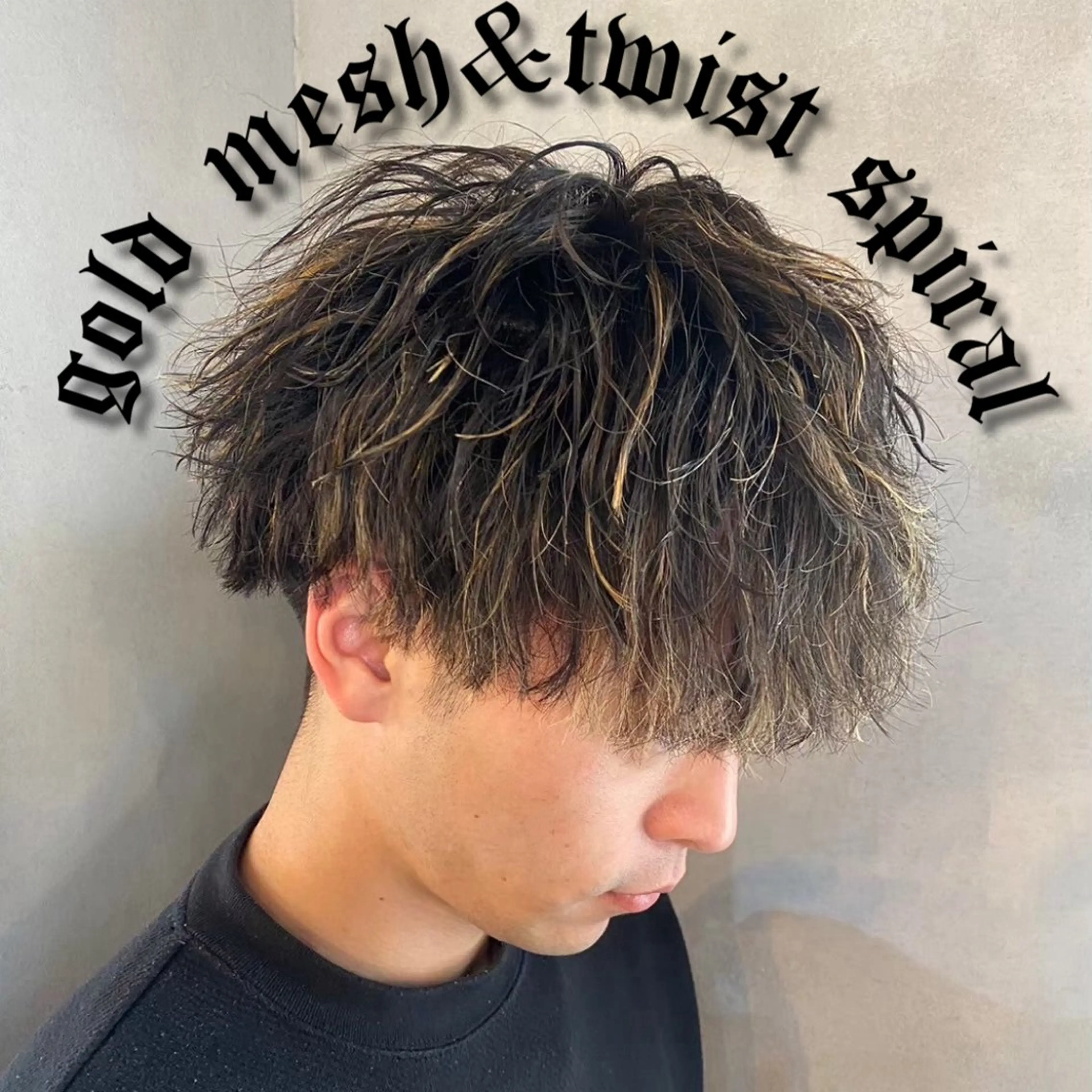 ミディアム カラー パーマ メンズ カット ヘアカラー パーマ メンズパーマ/ メッシュ😎タクミのヘアスタイル