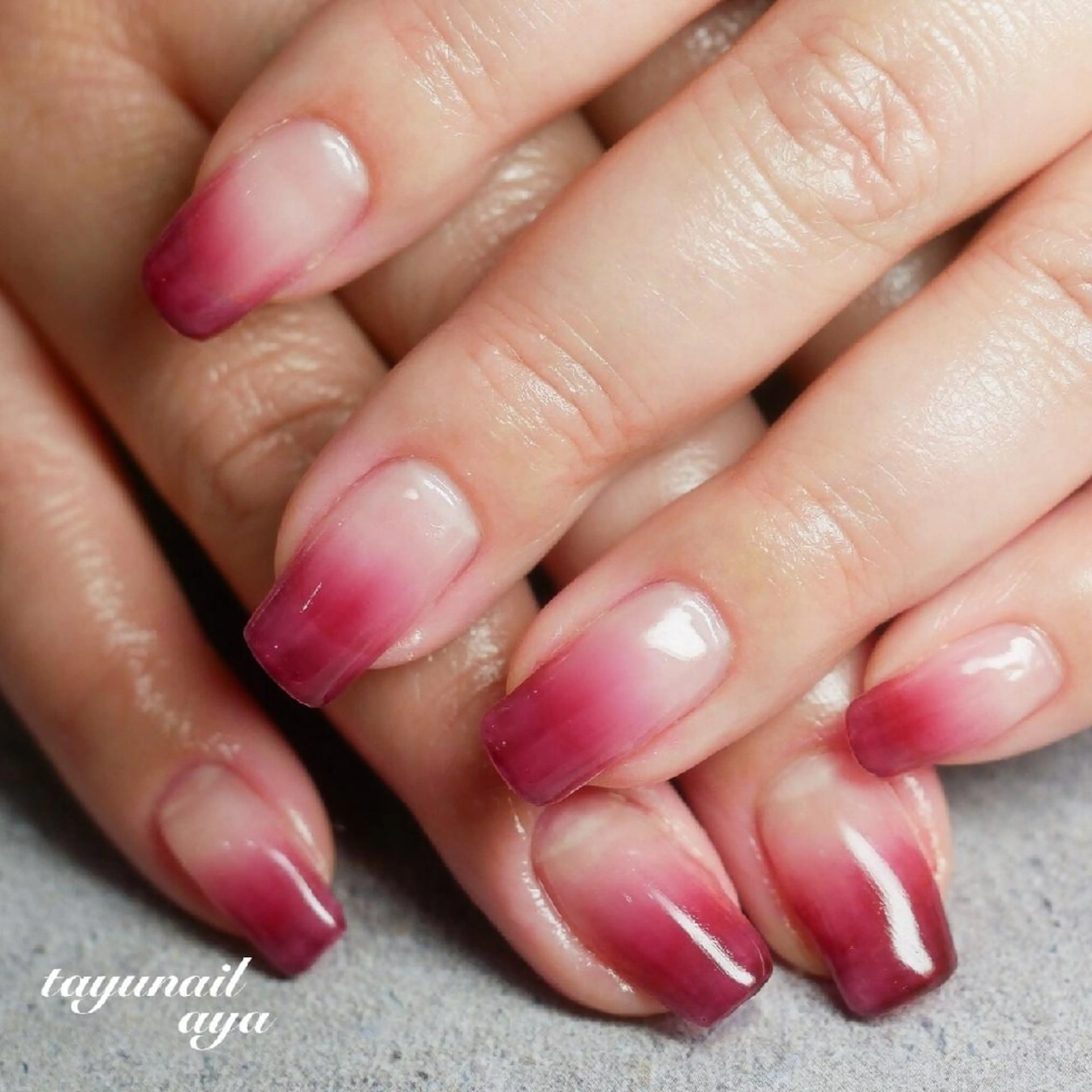 ネイル ブルー ボルドー ジェルネイル グラデーション ロングネイル ネイルサロン・ネイルスクール　たゆnail所属・ネイルサロン 【たゆnail】のネイルデザイン