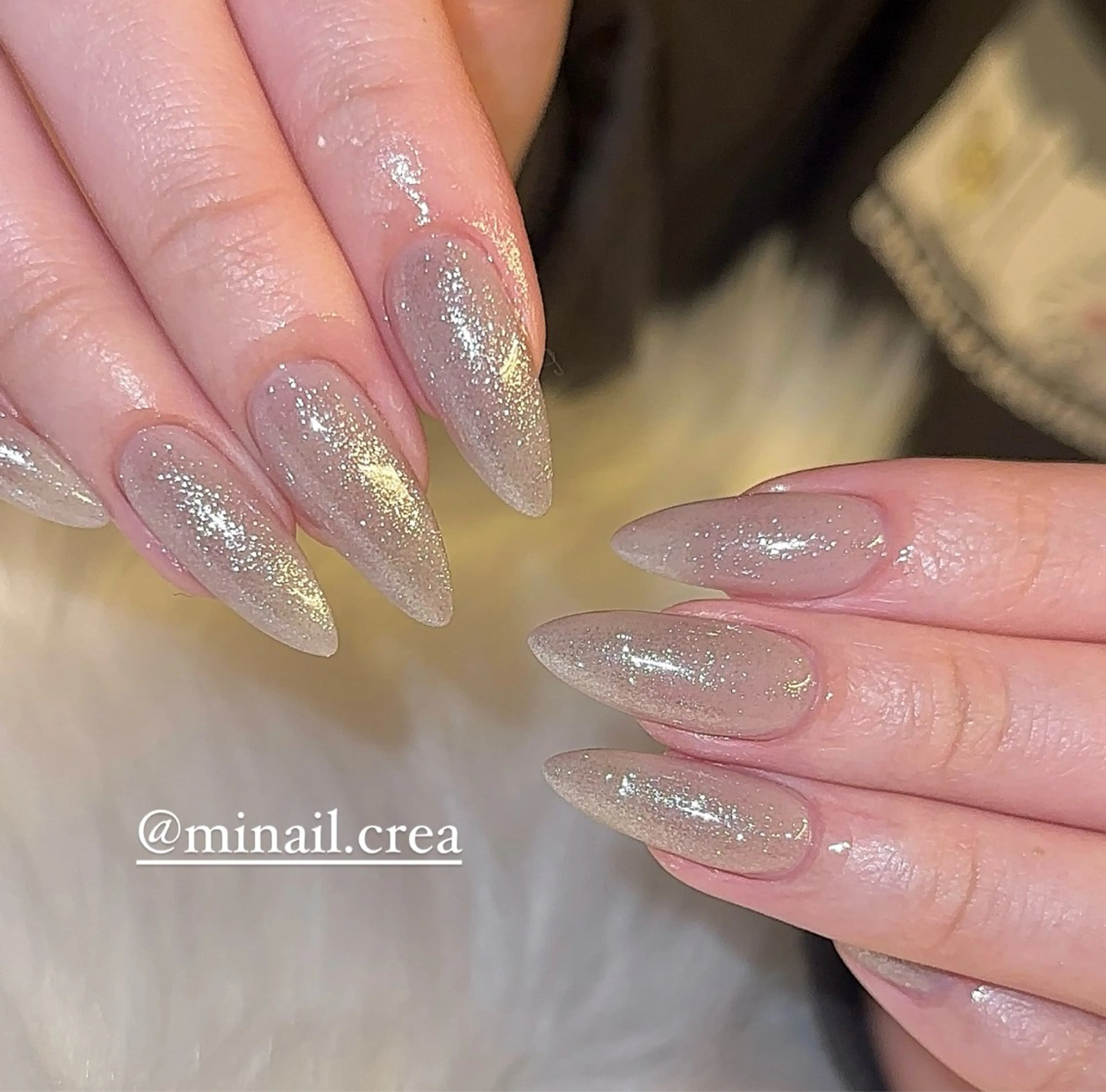 ネイル 長さ出し ジェルネイル キラキラネイル ロングネイル ワンカラーネイル ハンドネイル CRéA　-private nailsalon-所属・CReA nailのネイルデザイン