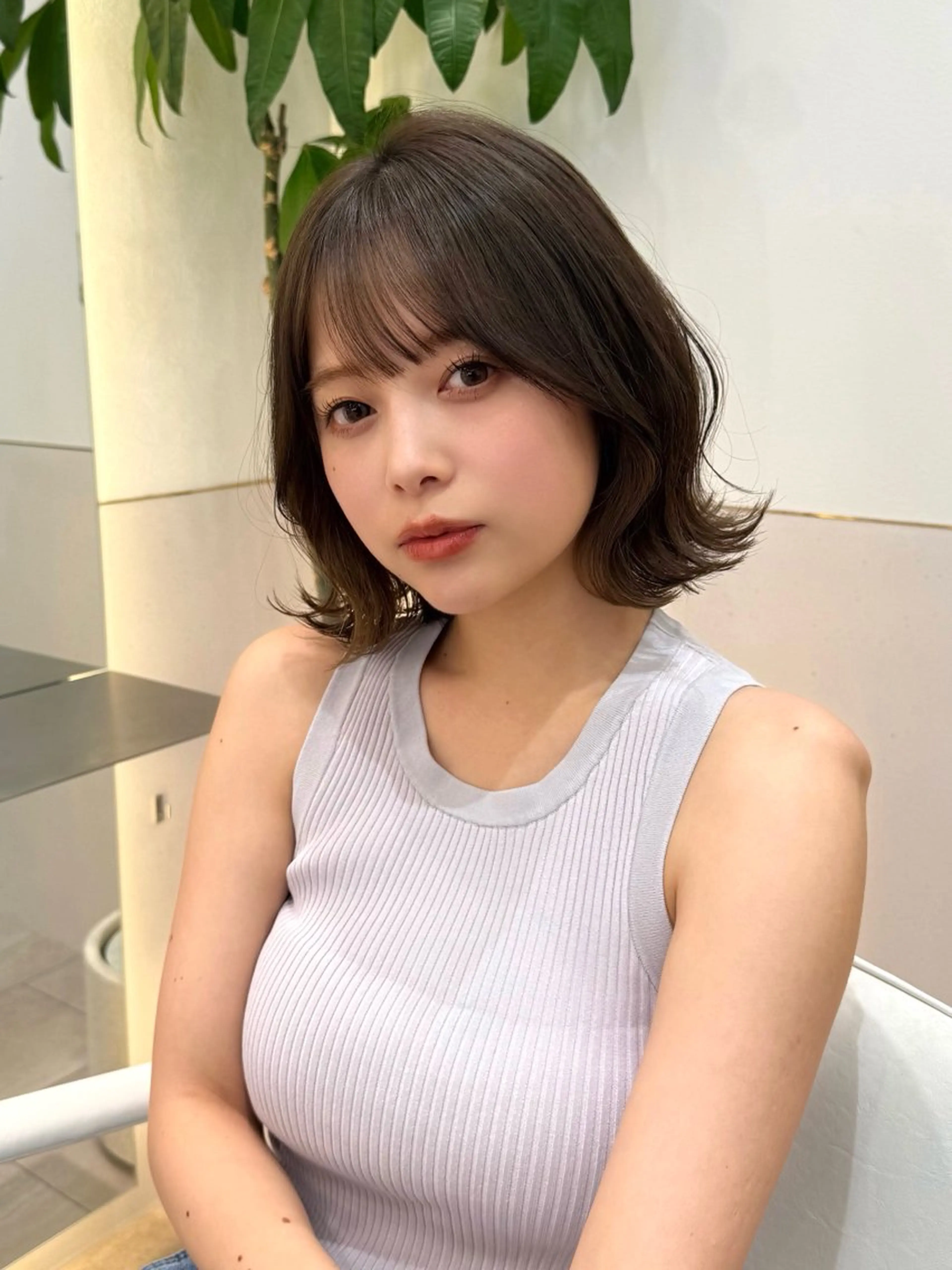 ミディアム カット ヘアカラー トリートメント 新宿/髪質改善/ボブ 韓国レイヤー大重聖斗のヘアスタイル