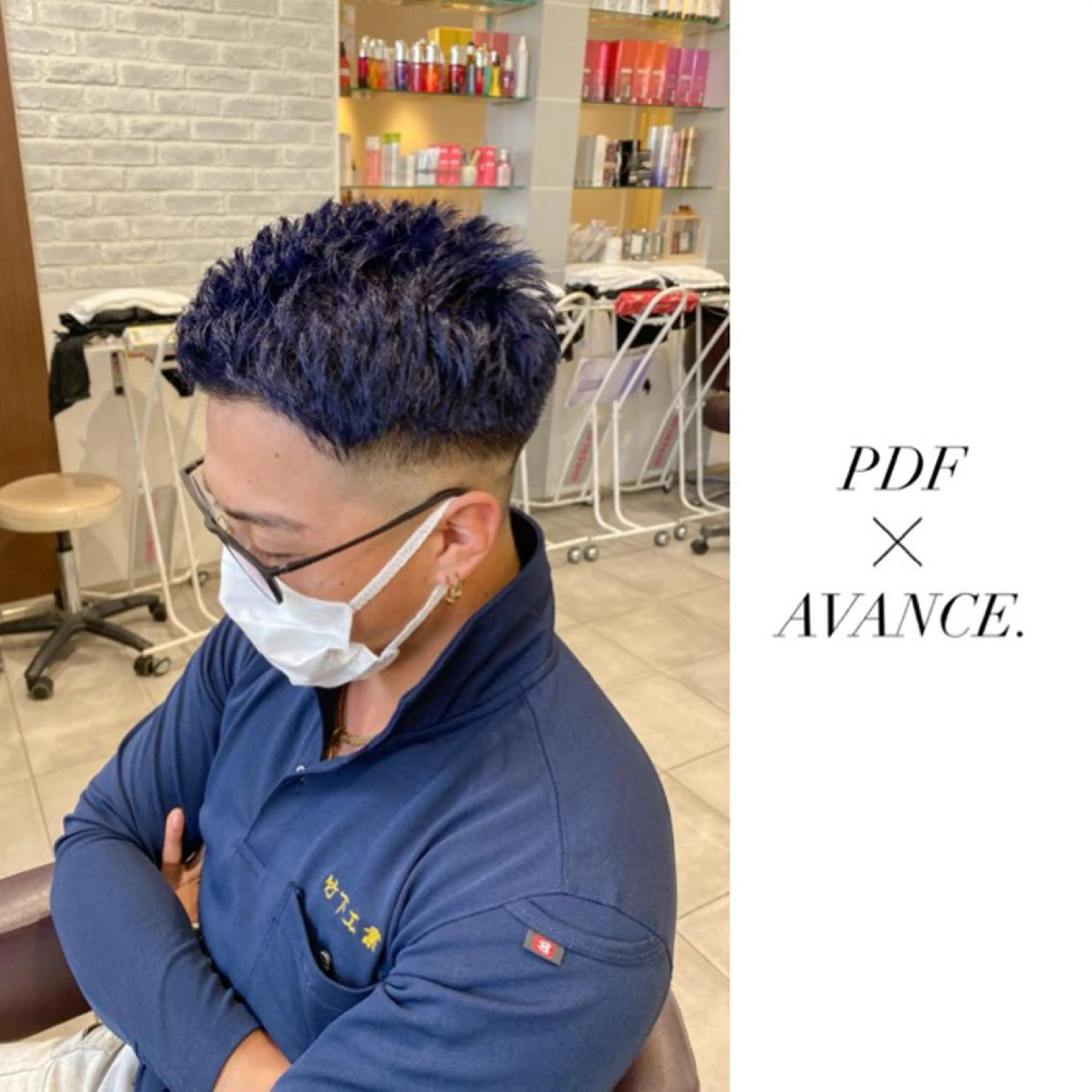 ショート カラー メンズ メンズバレイヤージュ アップバング メンズブリーチ フェードカット メンズハイライト カット ヘアカラー AVANCE.難波 店長 松元のヘアスタイル