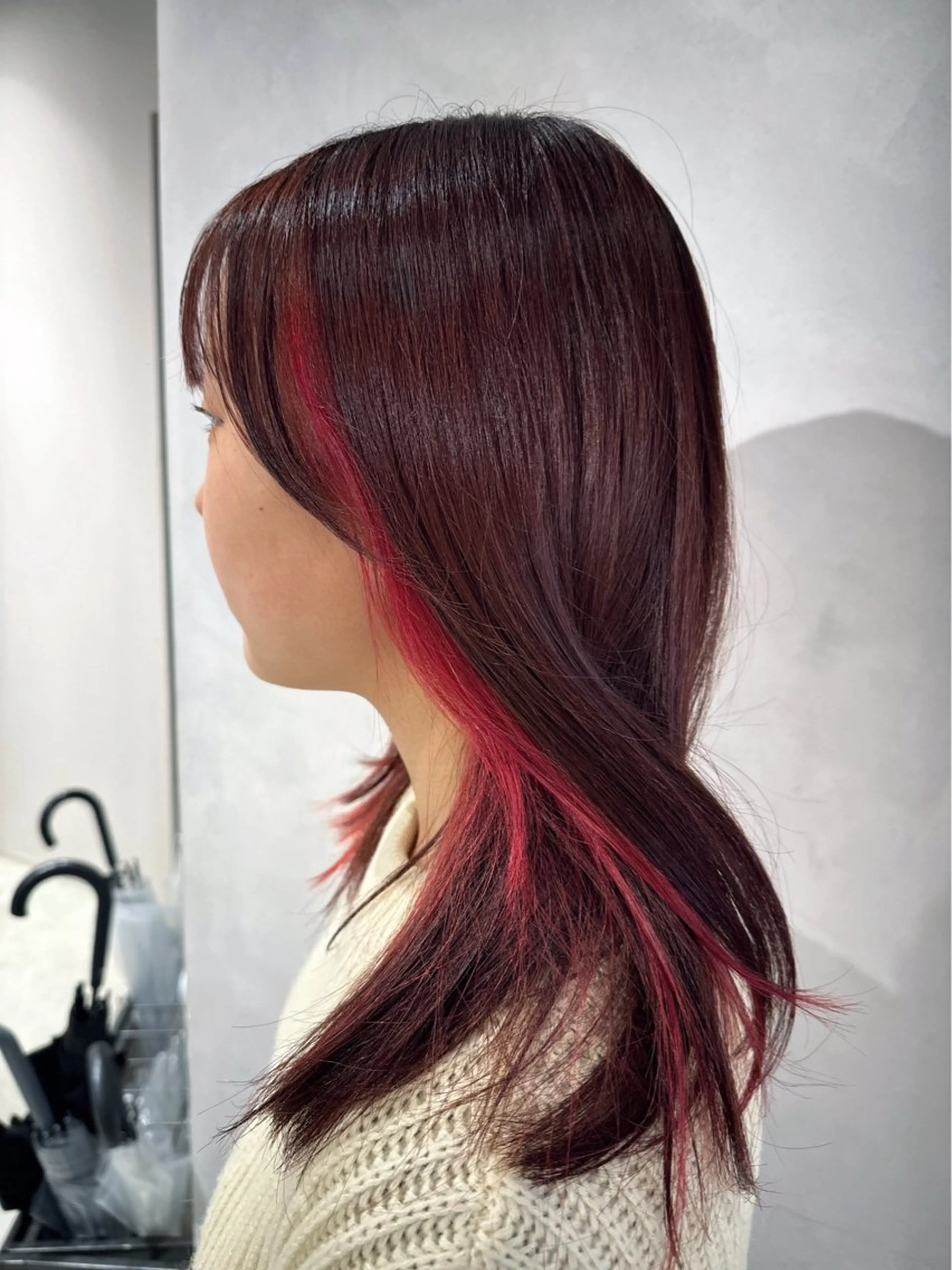 セミロング カラー ブラウンカラー レッドカラー レッドブラウン カット ヘアカラー トリートメント 透明感カラー✨艶髪 制作🌱山根あゆみのヘアスタイル