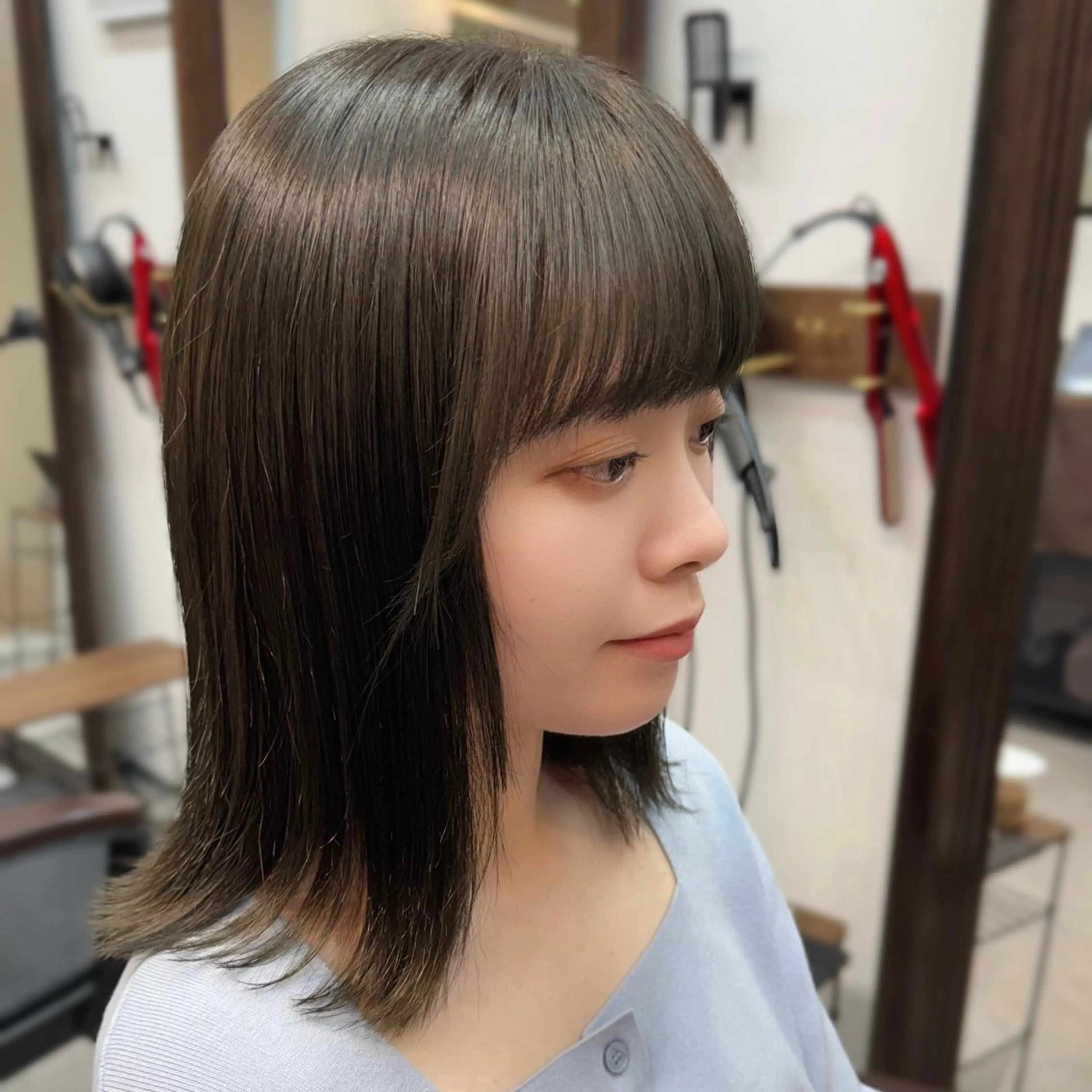 ショート たぴ。ぱつっとボブ /暖色艶カラー🍒のヘアスタイル