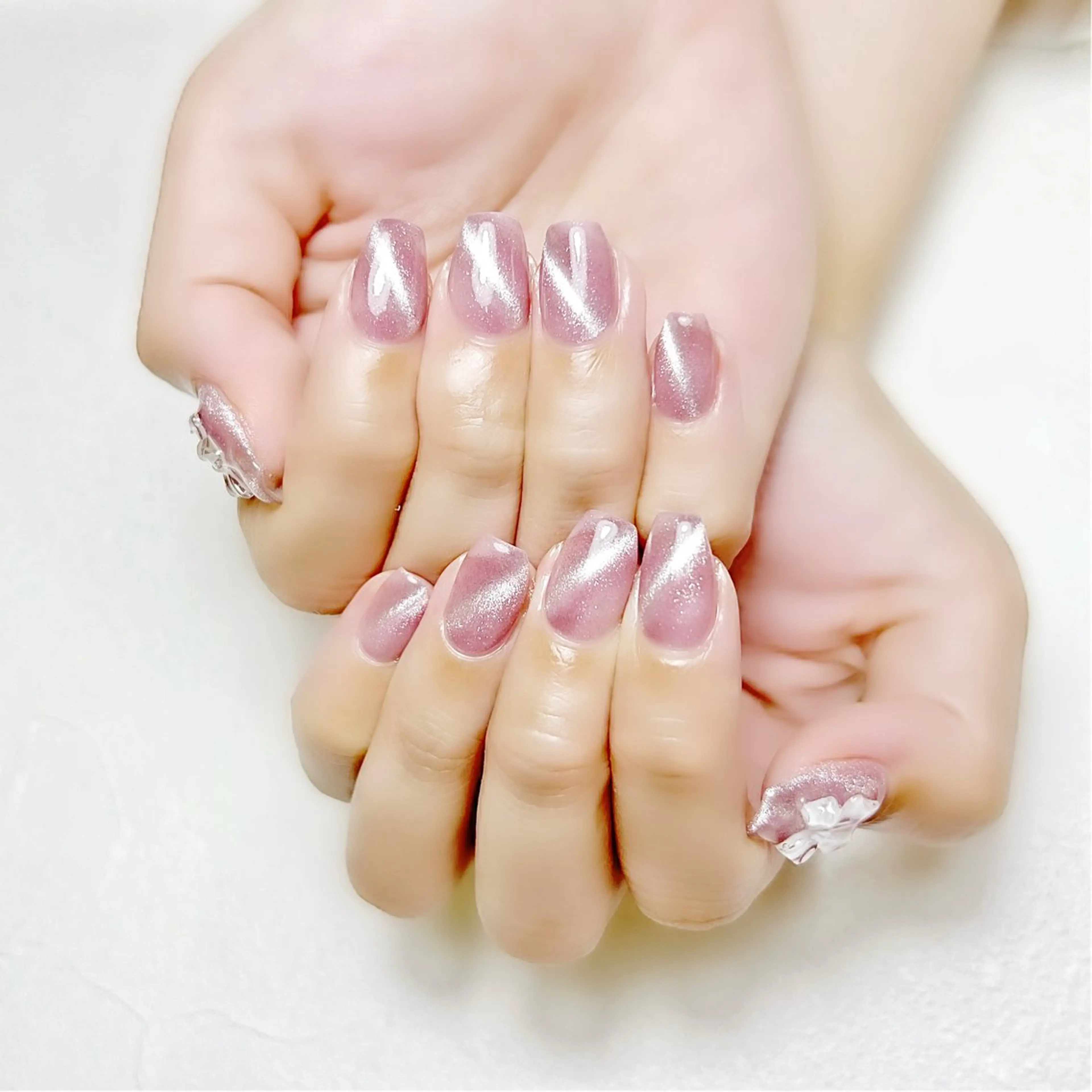 ネイル マグネットネイル オフィスネイル ワンカラーネイル ピンク シンプルネイル rouse nail RISATOのネイルデザイン