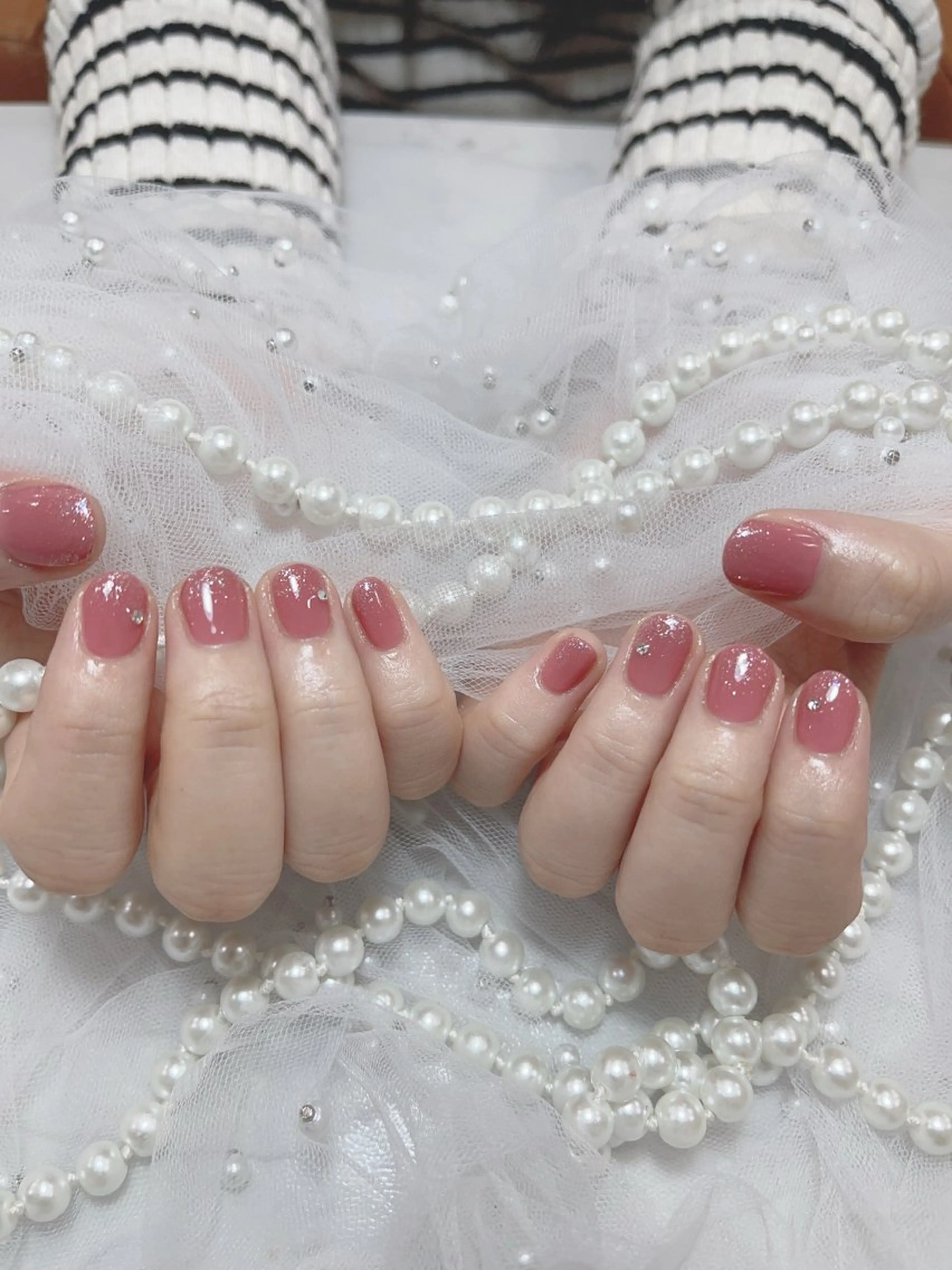 ネイル 長さ出し フレンチネイル ガラスフレンチ グラデーション 韓国ネイル M2beauty Renaのネイルデザイン