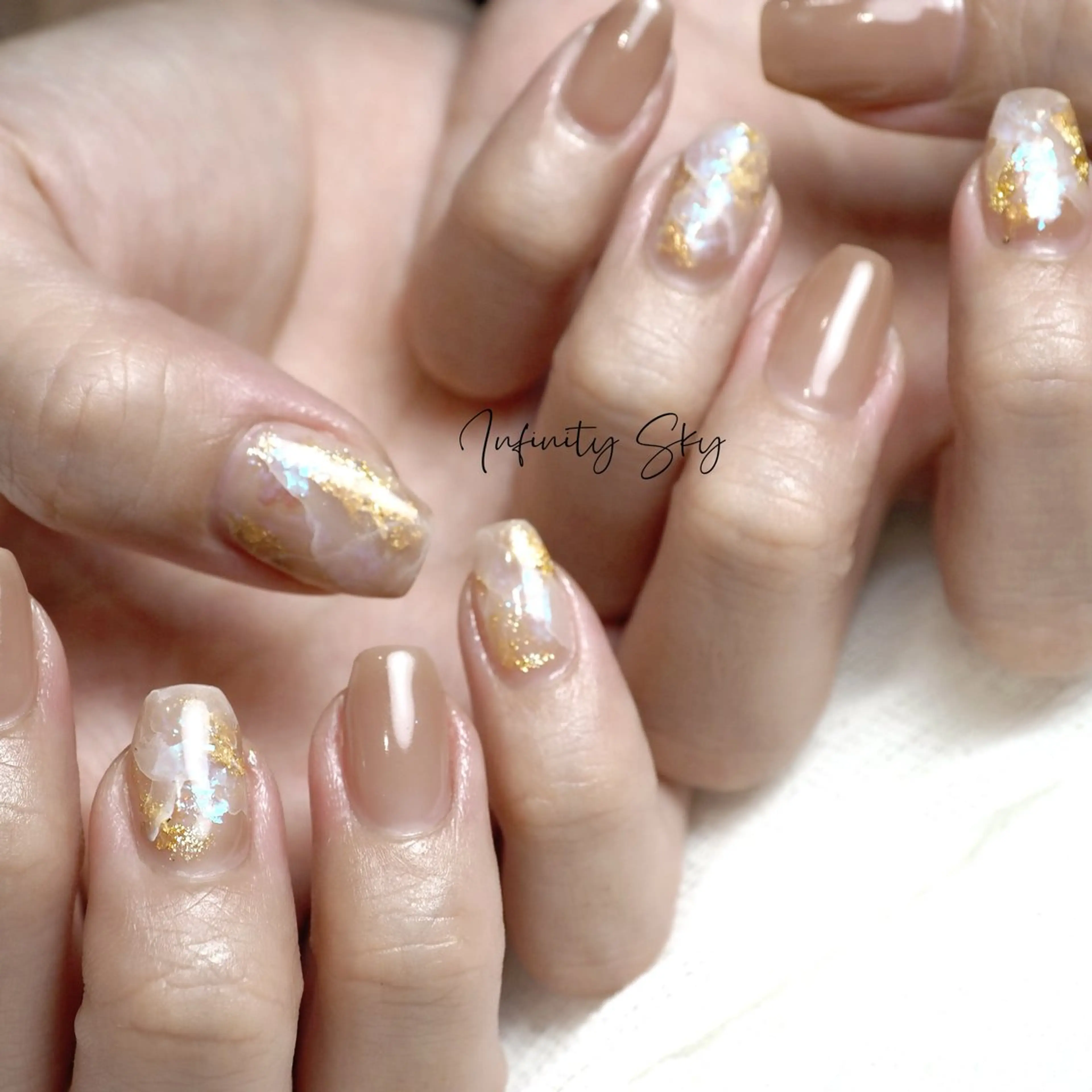 ネイル アートネイル ブラウン 大理石ネイル(マーブル) infinity skyのネイルデザイン