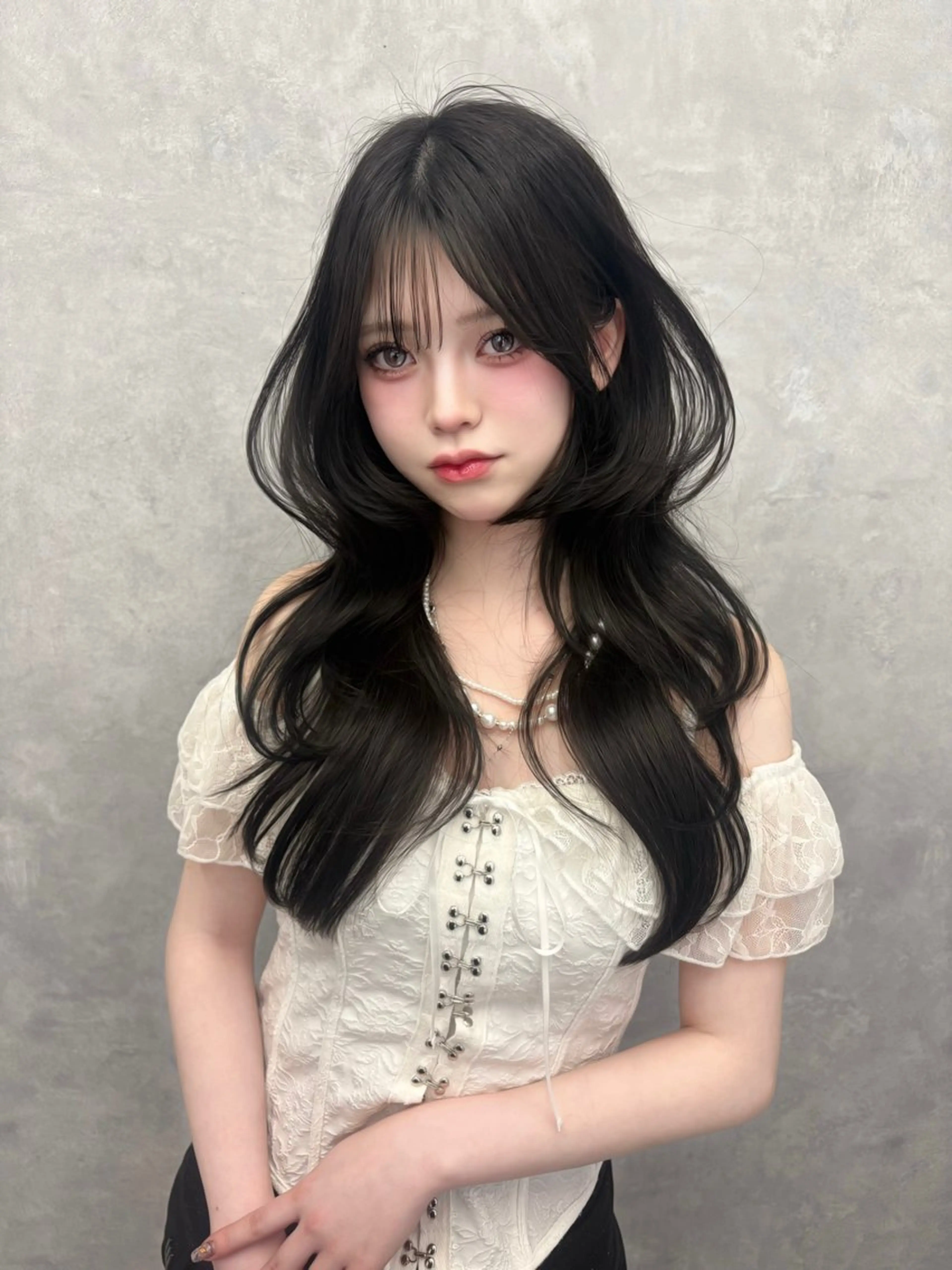 ロング ハッシュカット VEYY.nagoya所属・みゅう／韓国：網紅： トレンドヘアのヘアスタイル