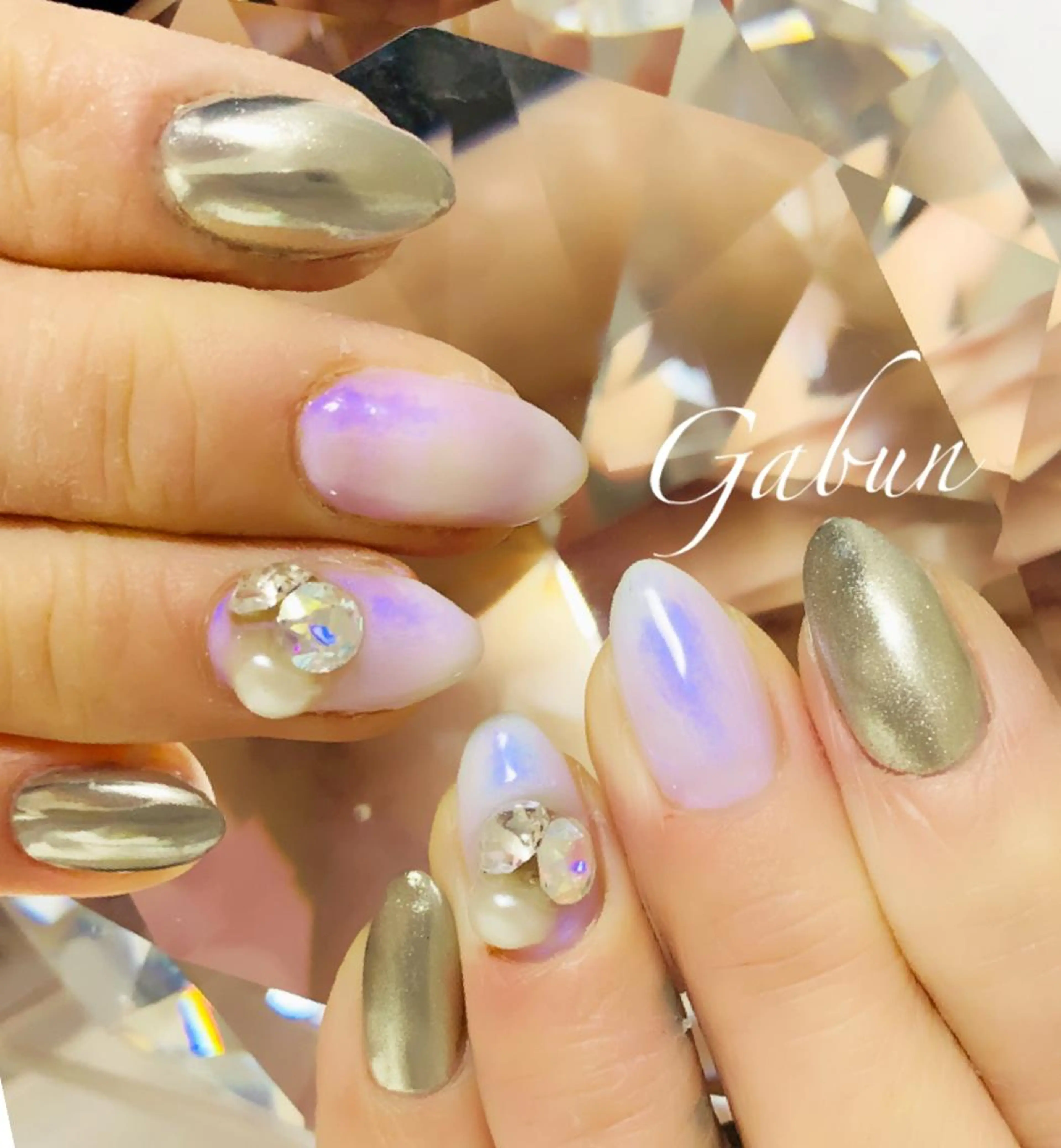 ネイル アートネイル オーロラネイル ミラーネイル ストーンネイル LOTUS ネイルサロンのネイルデザイン