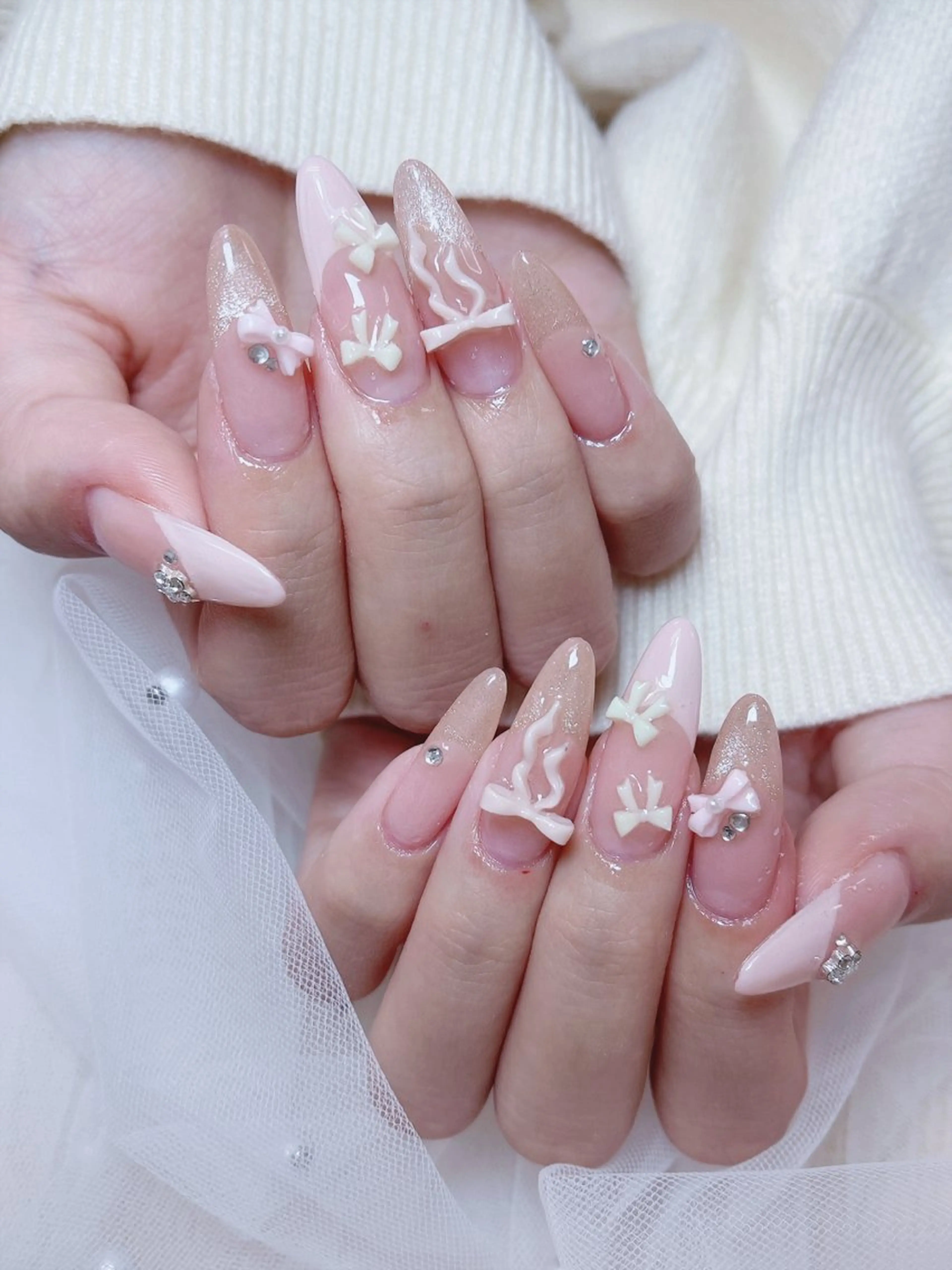 ネイル チークネイル 成人式 フレンチネイル グラデーション 氷ネイル・うるうるネイル ハンドネイル DUO MI所属・DUO   MI nail salonのネイルデザイン