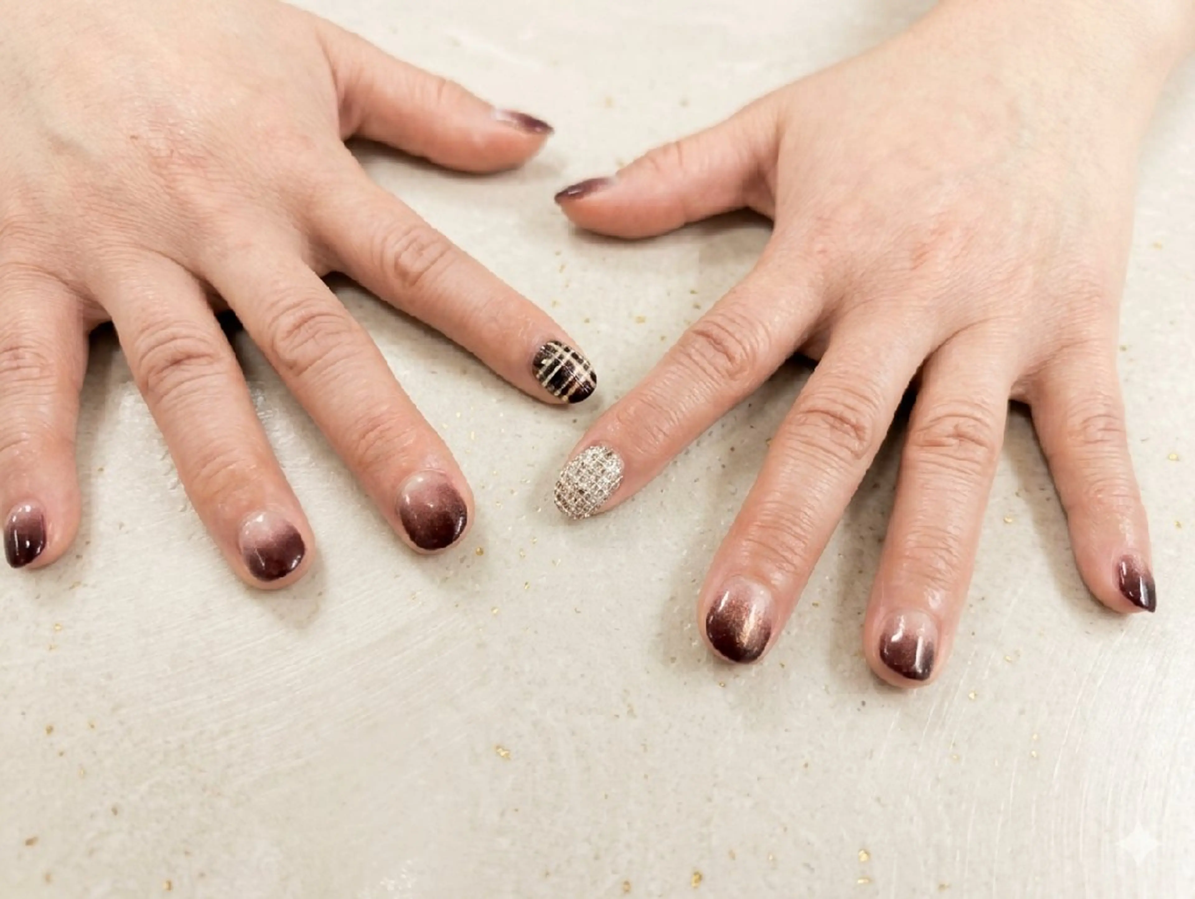 ネイル アートネイル グラデーション ツイードネイル セプトアカデミー ayaのネイルデザイン