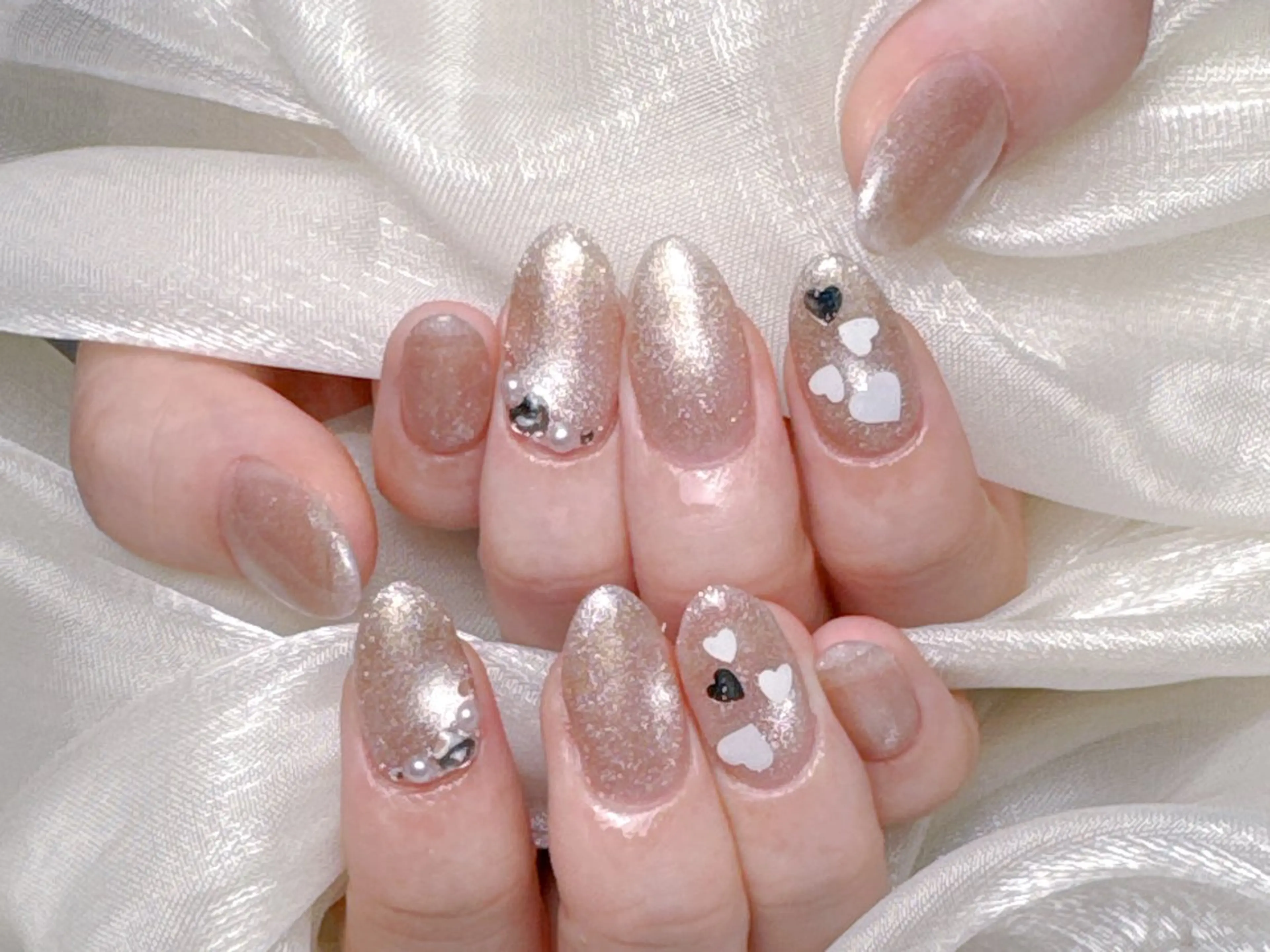 ネイル 長さ出し フレンチネイル ジェルネイル ガラスフレンチ 韓国ネイル HD Studioのネイルデザイン