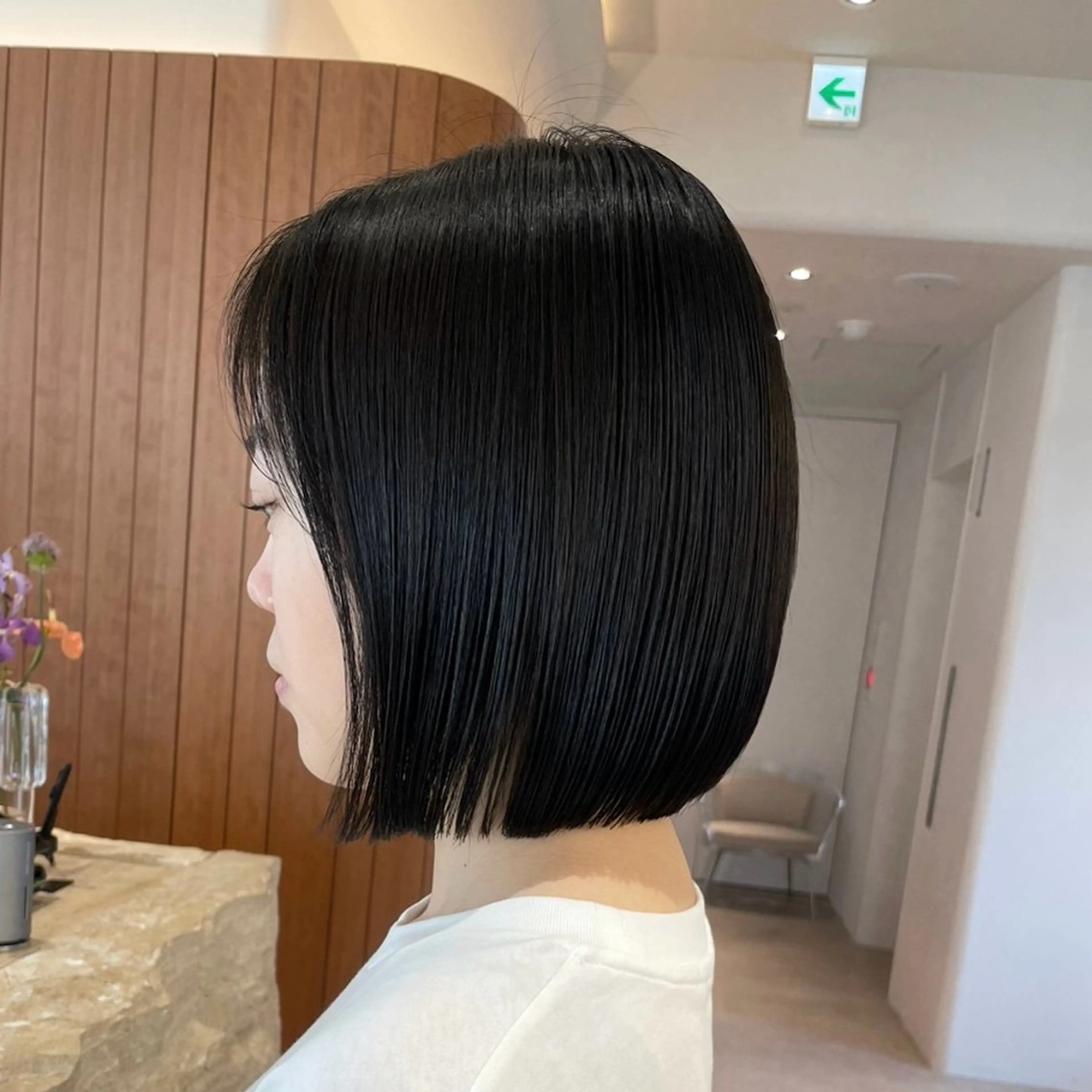 ショート カラー 黒髪 ブルーカラー ブルーブラック 透明感カラー 渋谷/レイヤーボブ・ 韓国ボブ特化/楓のヘアスタイル