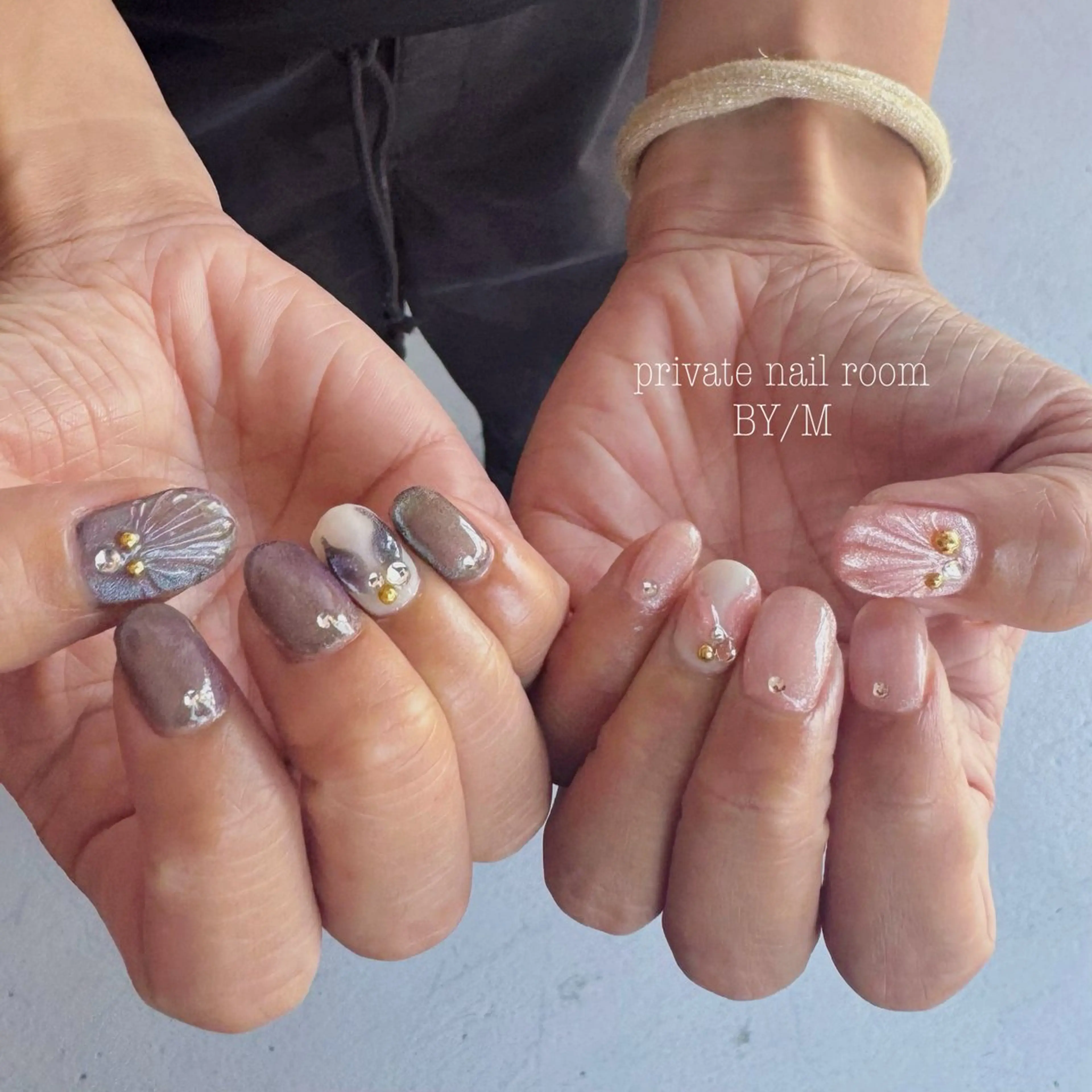 ネイル マグネットネイル 持ち込み ピンク ハンドネイル BY / Mのネイルデザイン