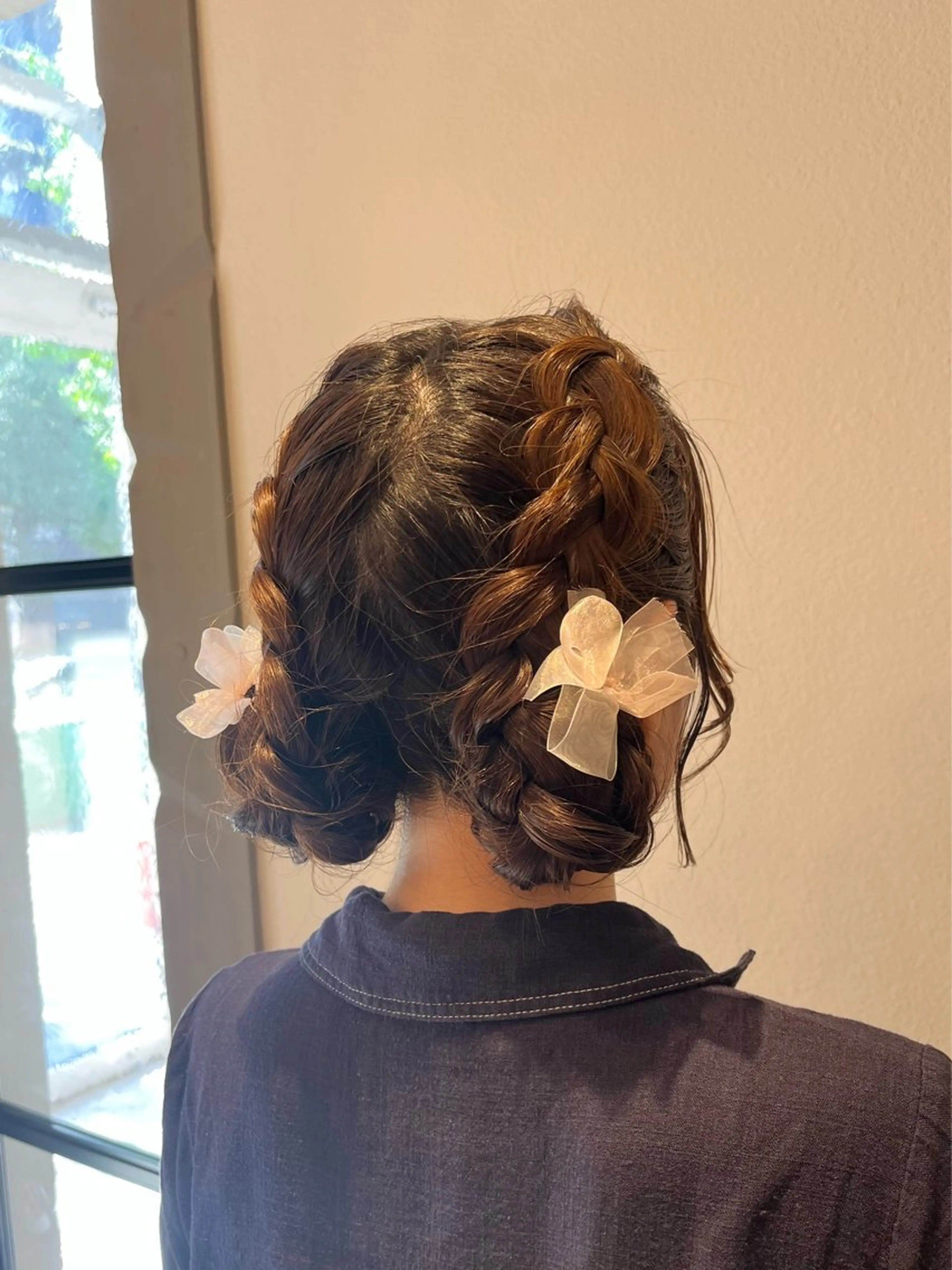 ヘアアレンジ お団子ヘア 浴衣 ヘアセット ヘアセット/ピンク /レッド/あつはのヘアスタイル