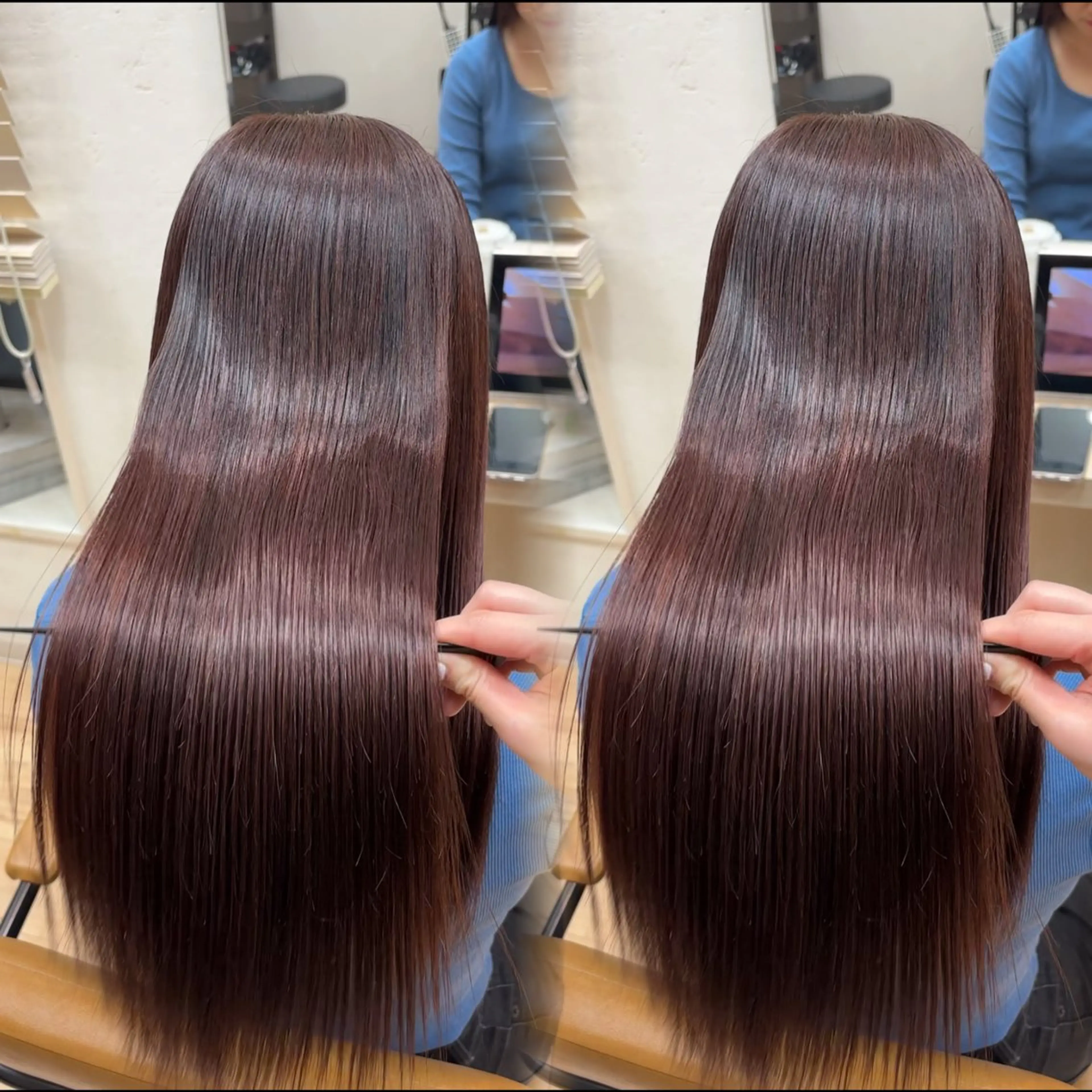 ロング ピンクブラウン ヘアカラー トリートメント 吉成 葉南のヘアスタイル