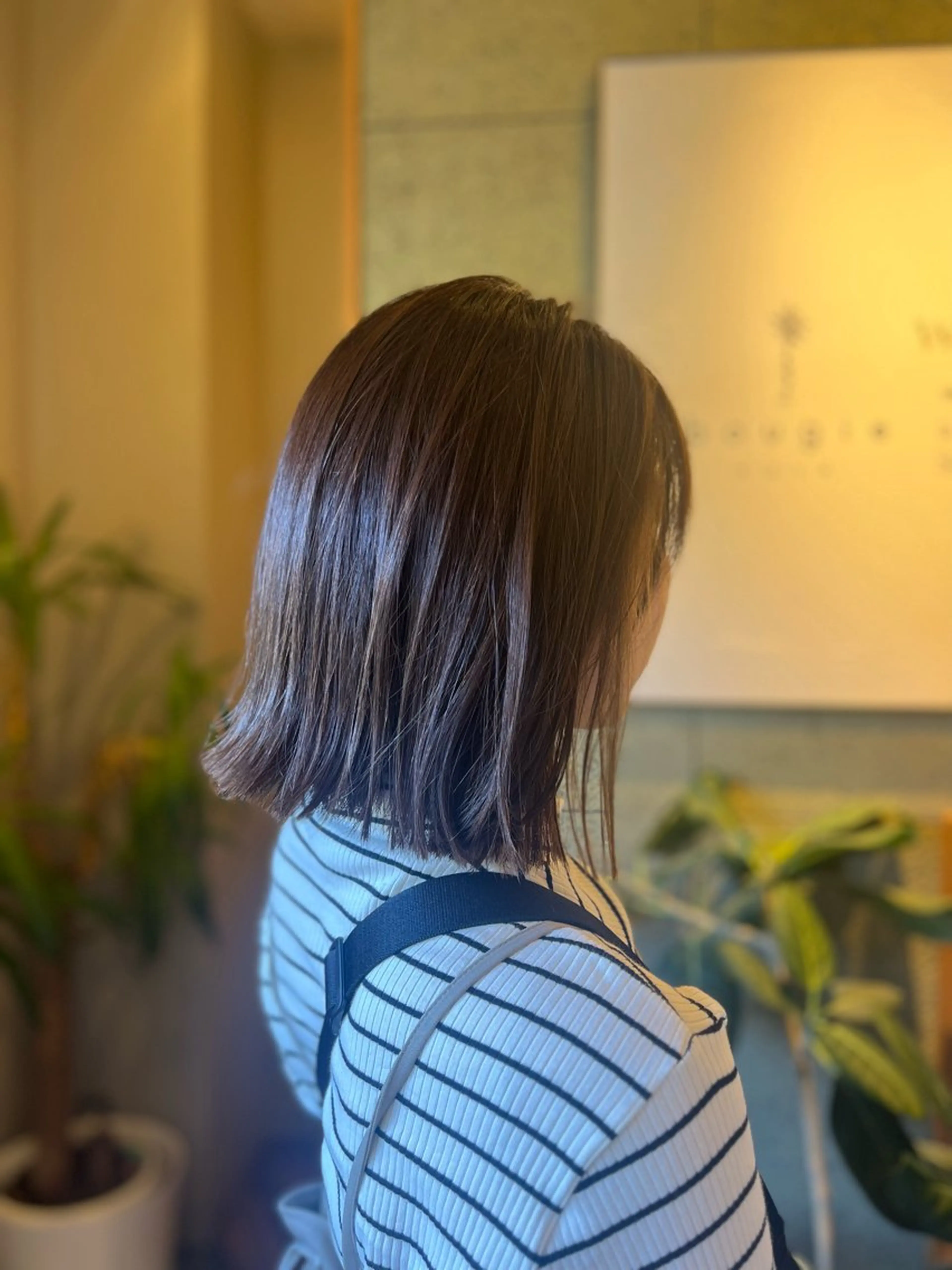 ミディアム ヘアアレンジ 切りっぱなしボブ ボブ ハラちゃんカット✂︎ 透明感🩵ケアカラーのヘアスタイル