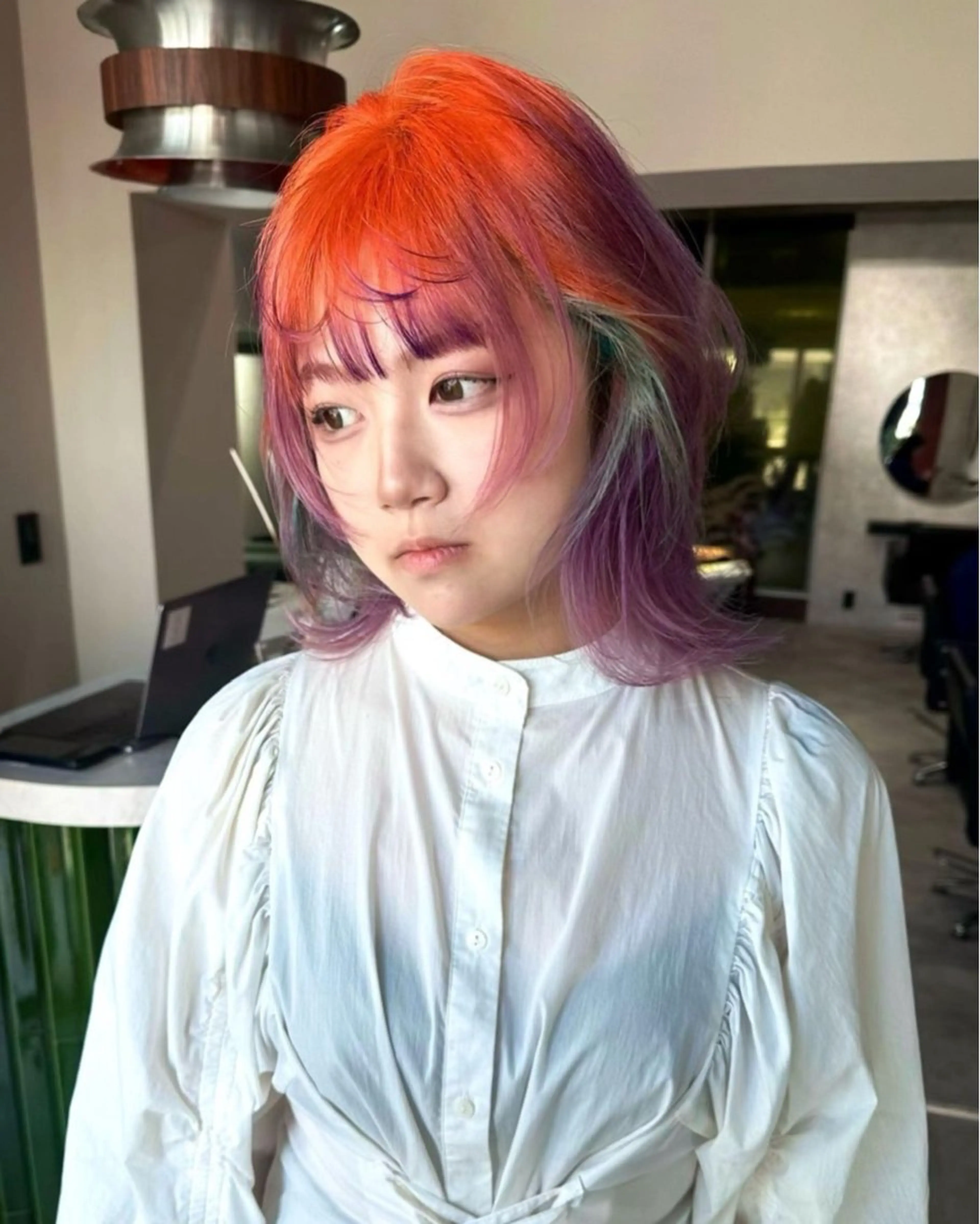 セミロング カラー ナチュラル・ハイトー ン🏆HINOKIのヘアスタイル