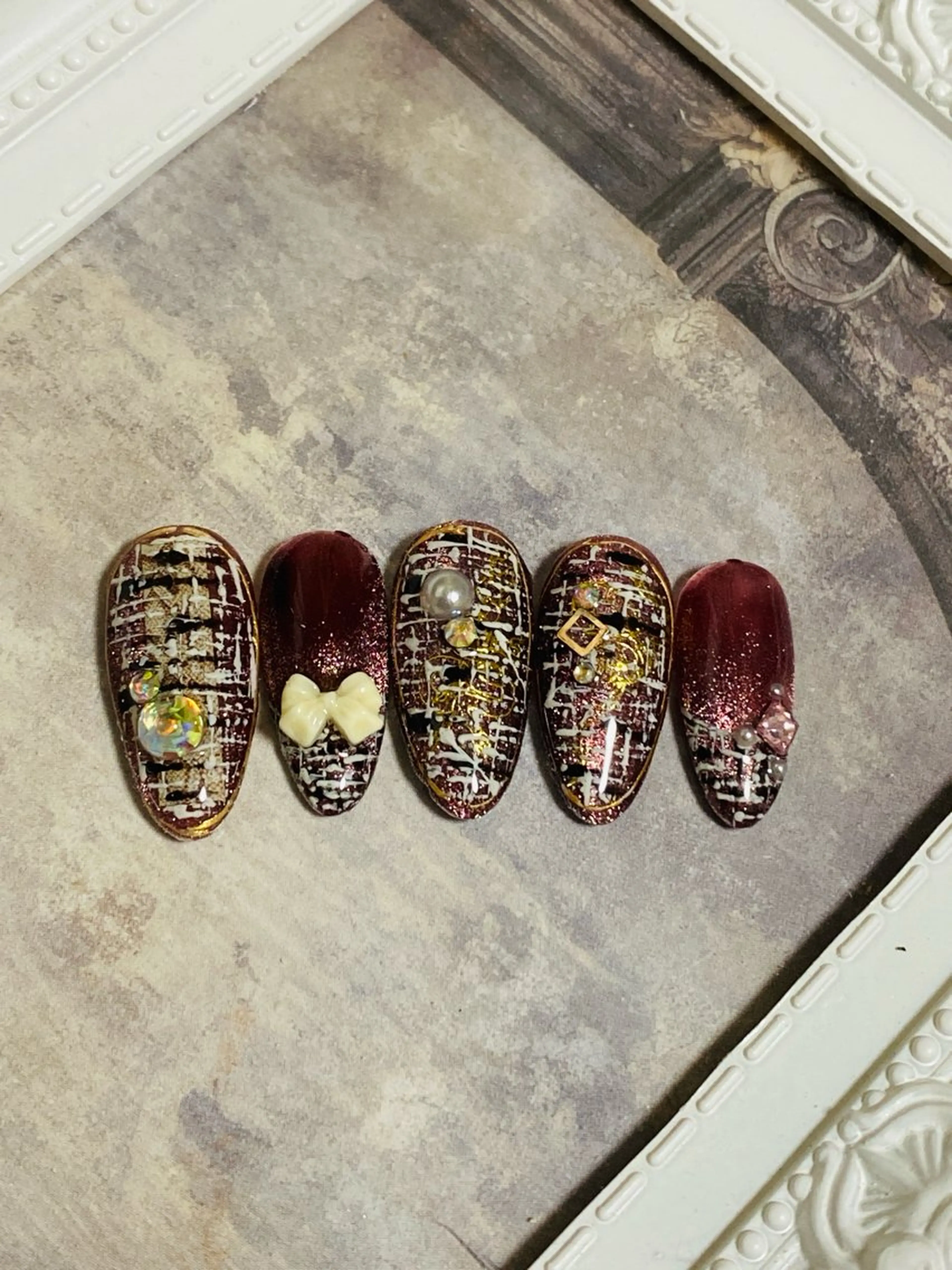 ネイル ツイードネイル ハンドネイル 自宅ネイルサロン ♦️nuance♦️のネイルデザイン