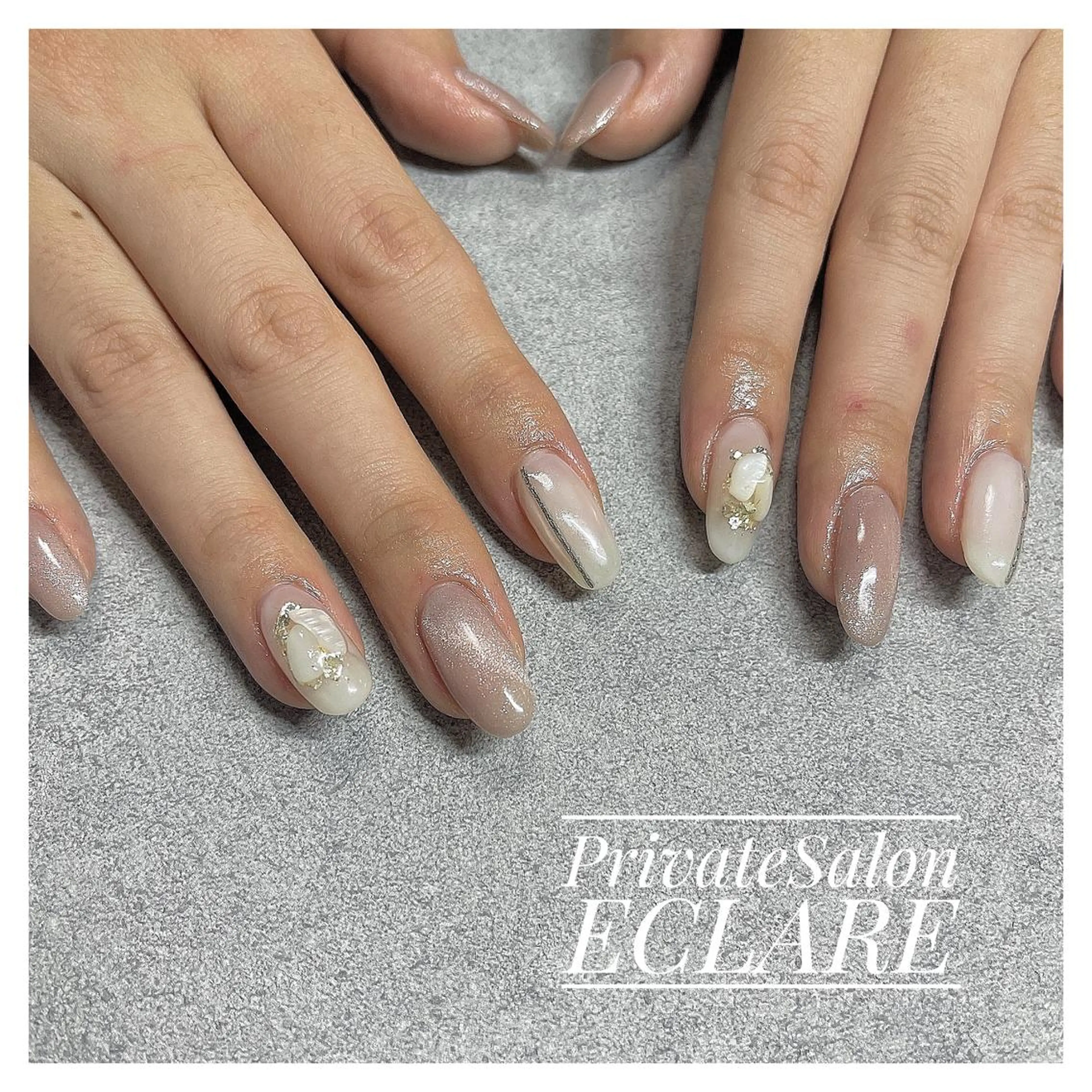 ネイル アートネイル ブラウン フットネイル フレンチネイル ジェルネイル Nail Salon ECLAREのネイルデザイン