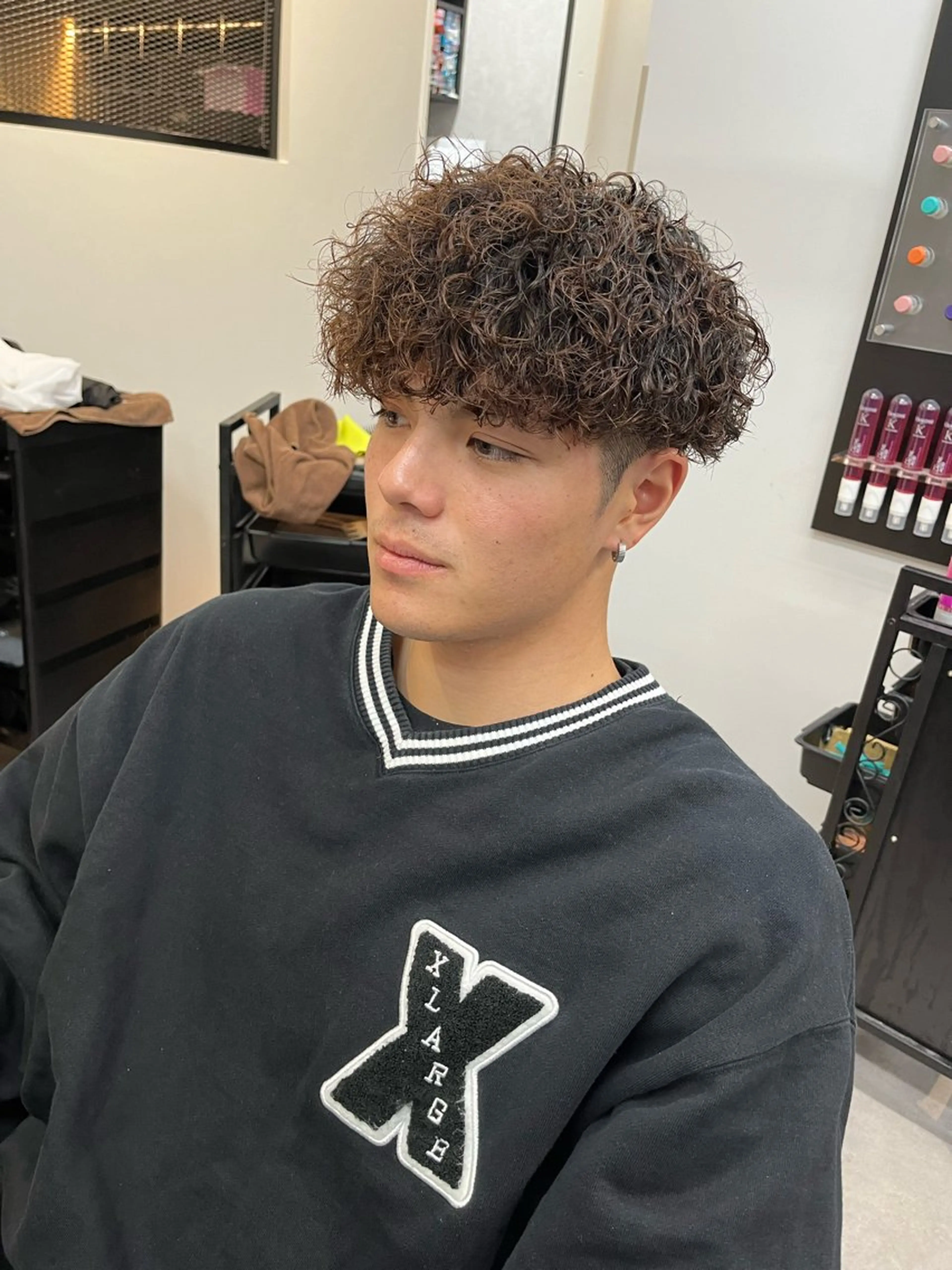 ショート パーマ ヘアアレンジ メンズ メンズパーマ プードルパーマ プードルパーマ カット パーマ ヘアセット men'slapis YUTOのヘアスタイル
