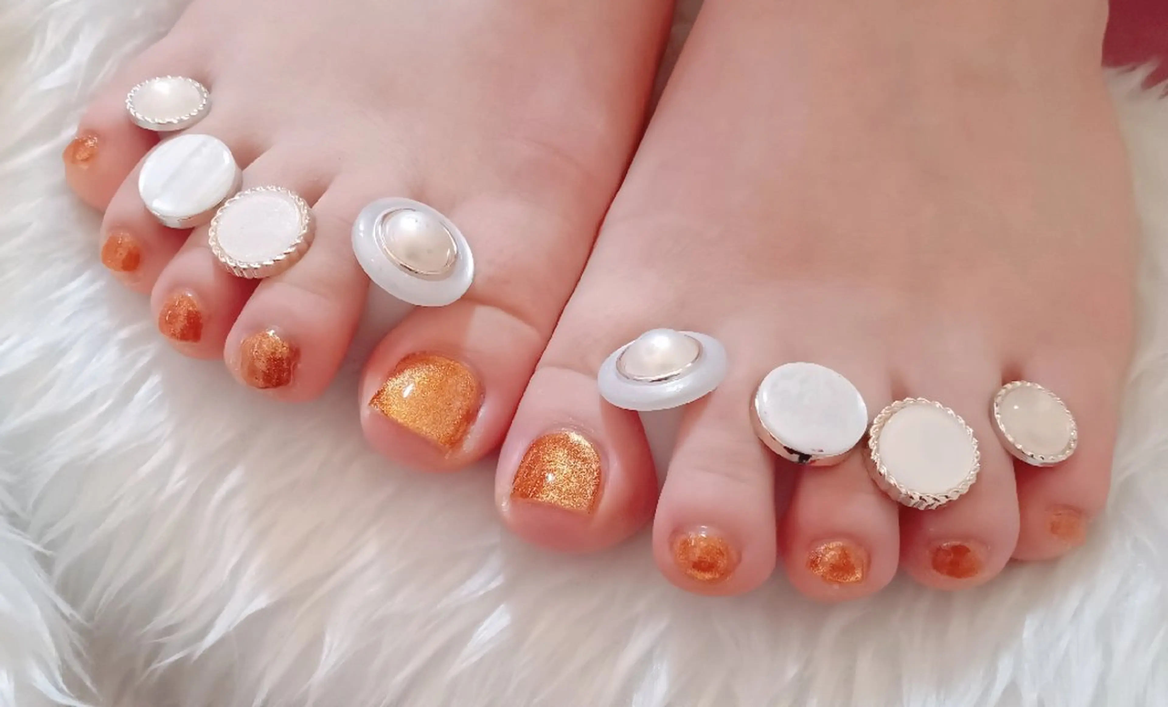 ネイル フットネイル オレンジ Nail Salon macherieのネイルデザイン