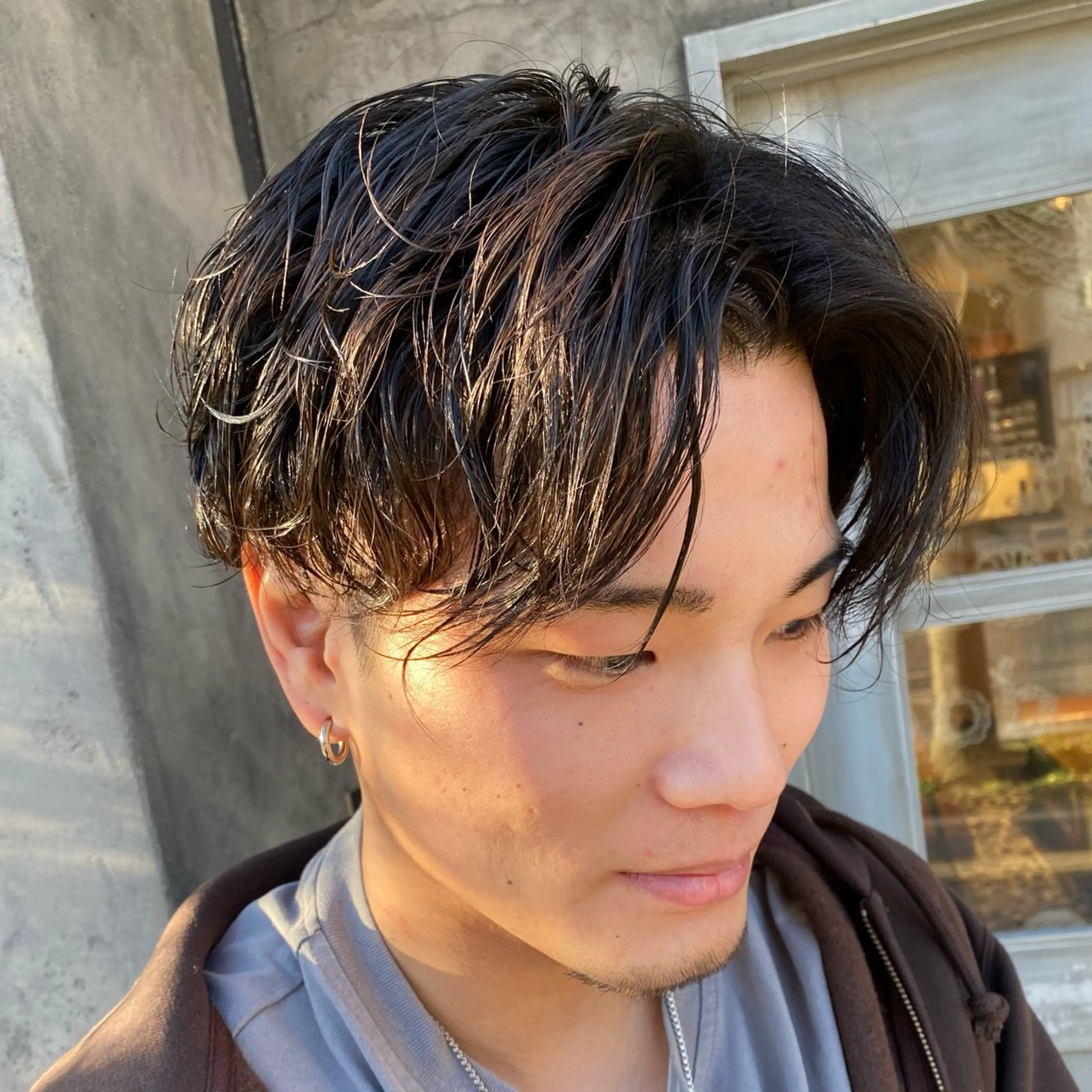 ショート パーマ メンズ 透明感カラー🌿 ｛door｝髙橋輝のヘアスタイル