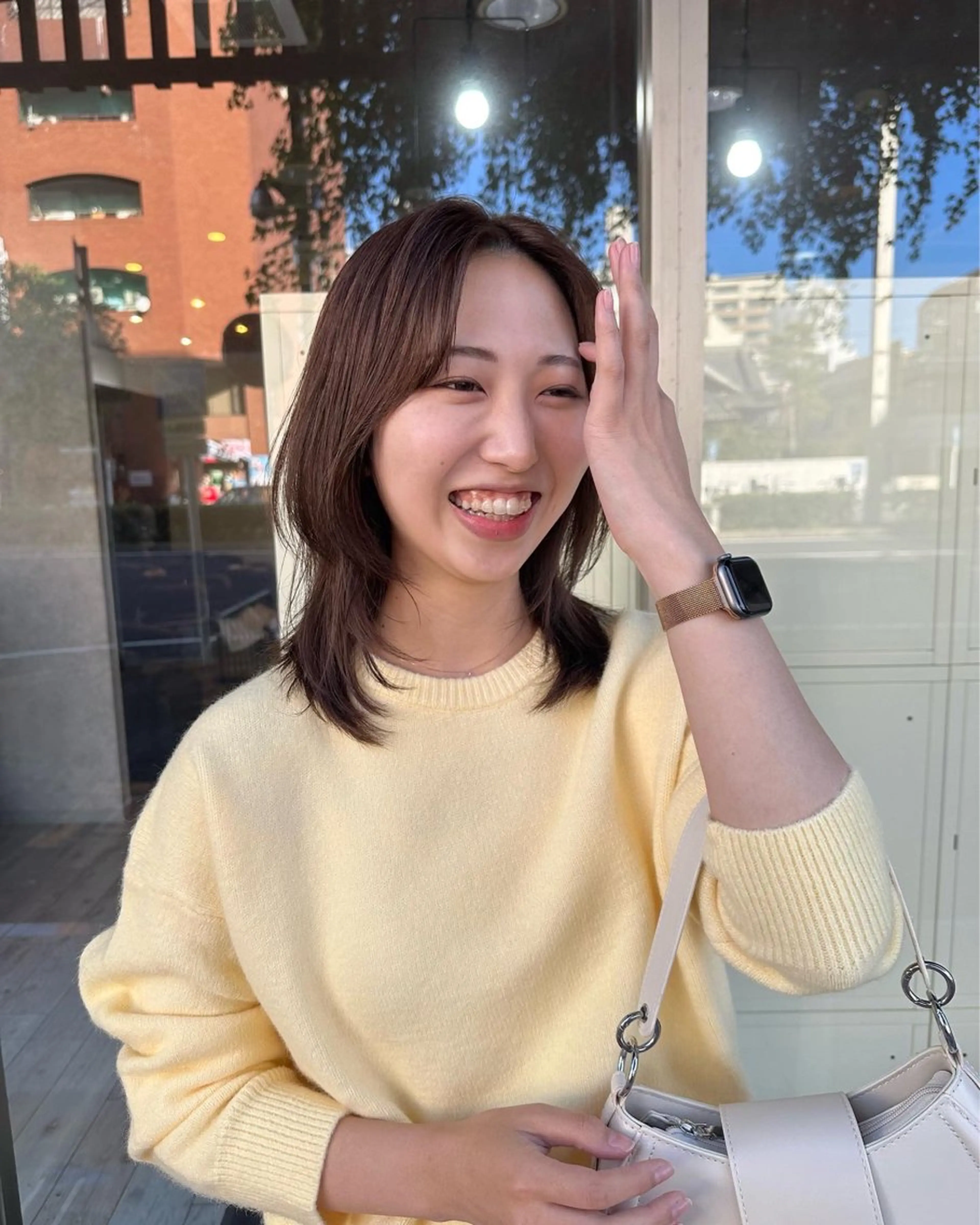 ミディアム カラー ベージュカラー レイヤーカット カット ヘアカラー 高橋 みく/ minim 暖色のヘアスタイル